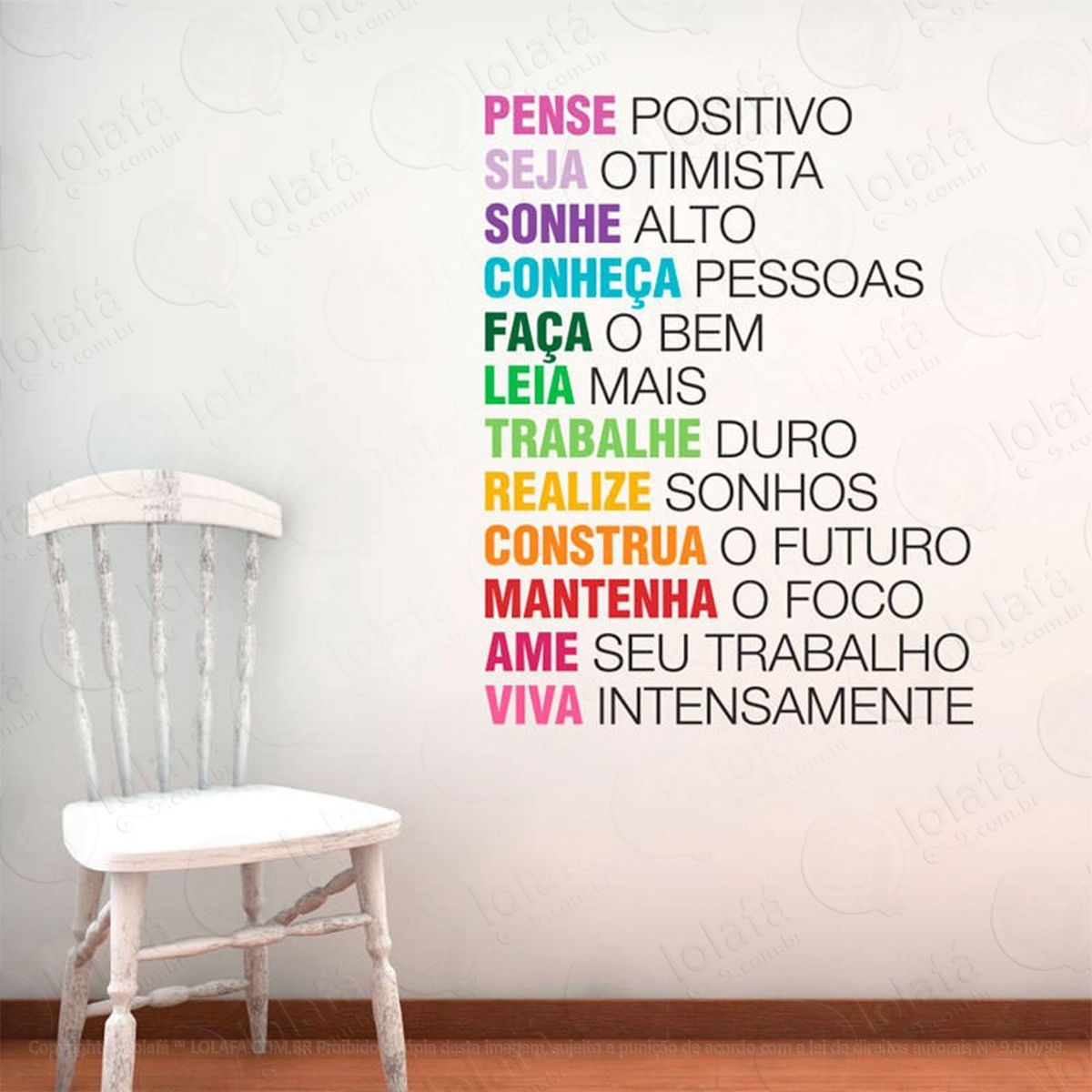 pense positivo adesivo de parede frase personalizada para sala, quarto, porta e vidro - mod:217