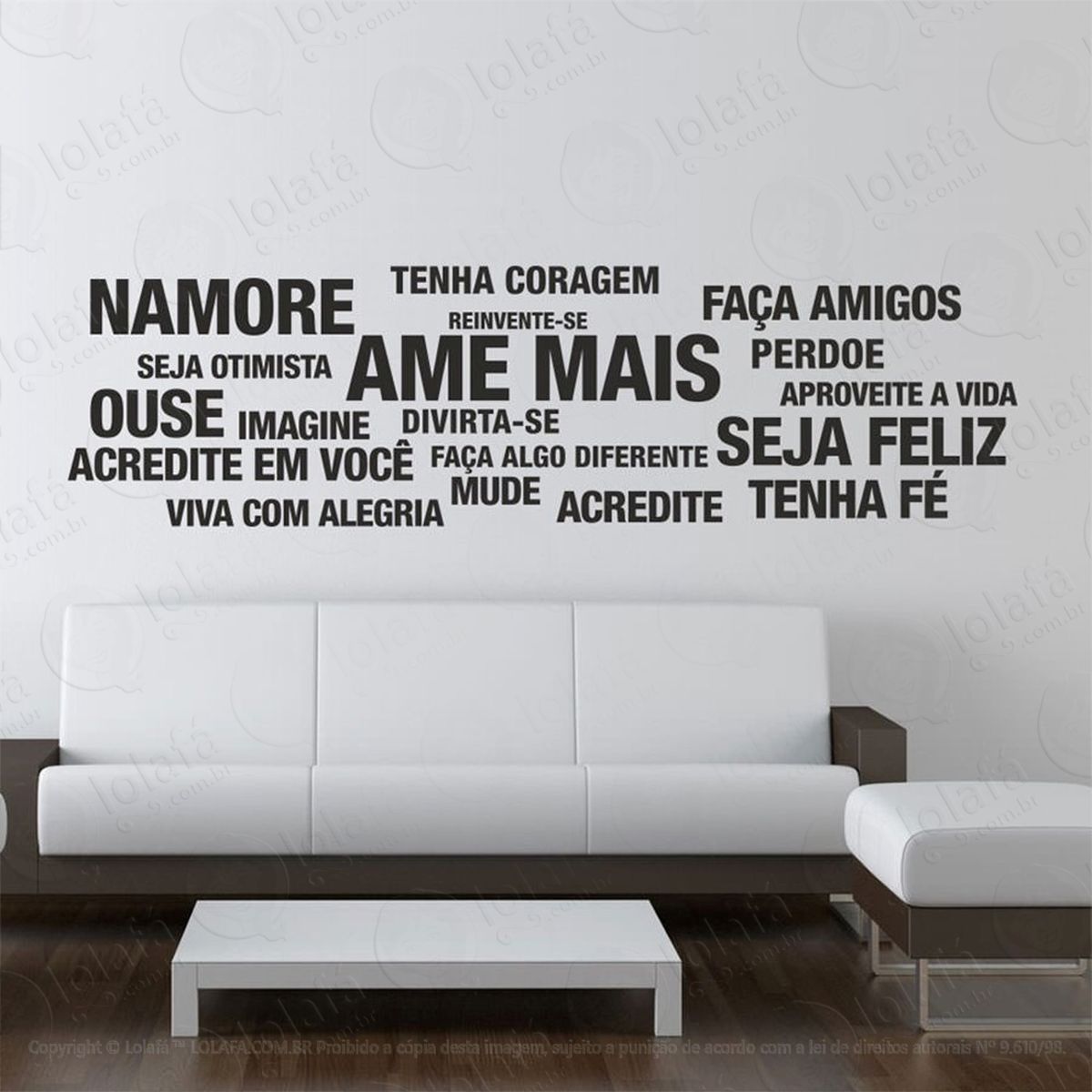 ame mais adesivo de parede frase personalizada para sala, quarto, porta e vidro - mod:220