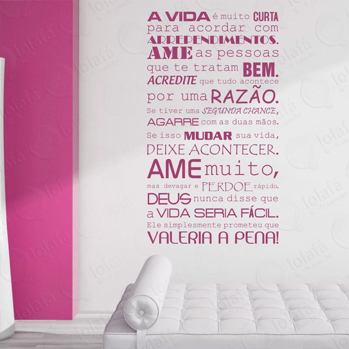 a vida vale a pena adesivo de parede frase personalizada para sala, quarto, porta e vidro - mod:223