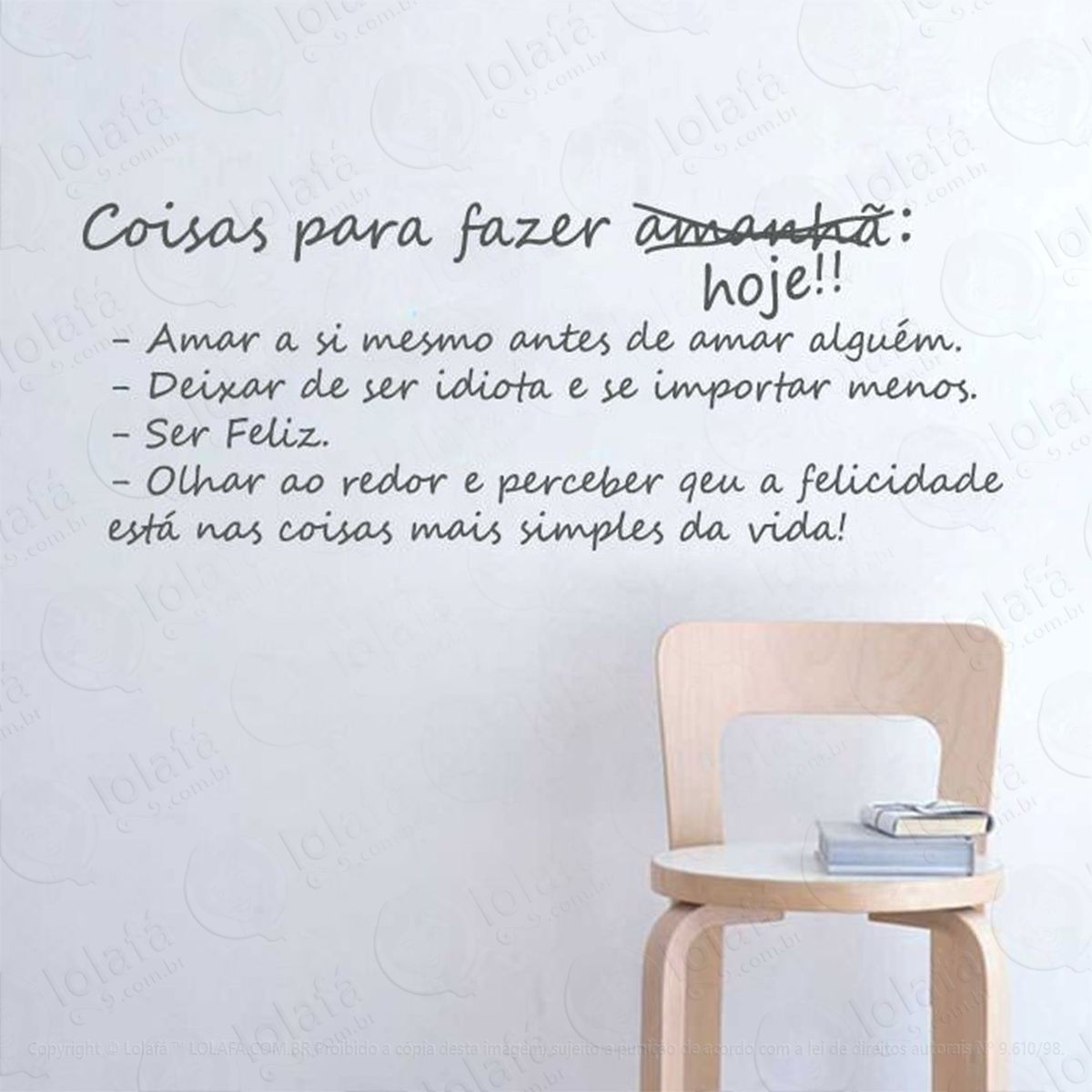 coisas para fazer hoje adesivo de parede frase personalizada para sala, quarto, porta e vidro - mod:226