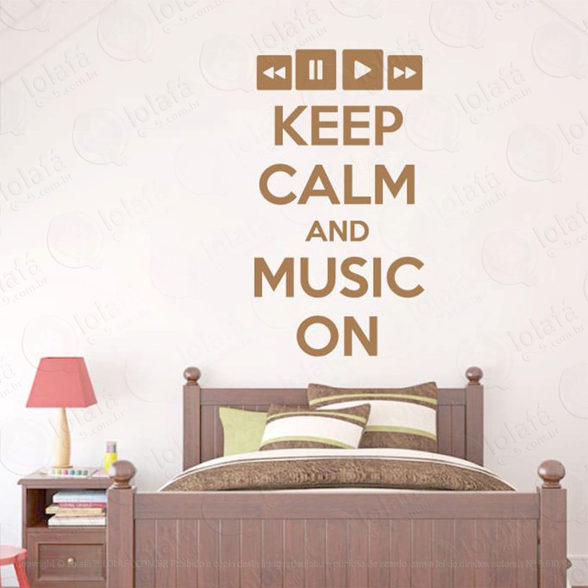 keep calm and music adesivo de parede frase personalizada para sala, quarto, porta e vidro - mod:234