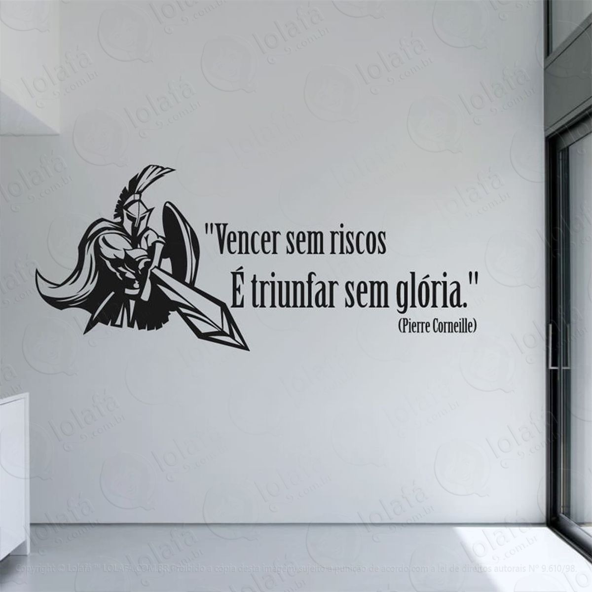 vencer sem riscos adesivo de parede frase personalizada para sala, quarto, porta e vidro - mod:235