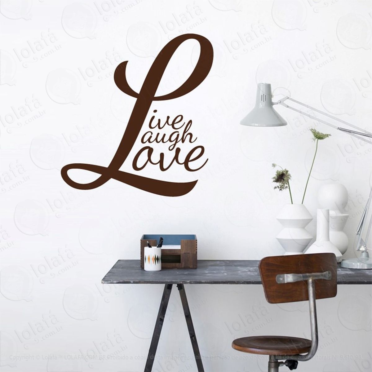 live, laugh, love adesivo de parede frase personalizada para sala, quarto, porta e vidro - mod:236