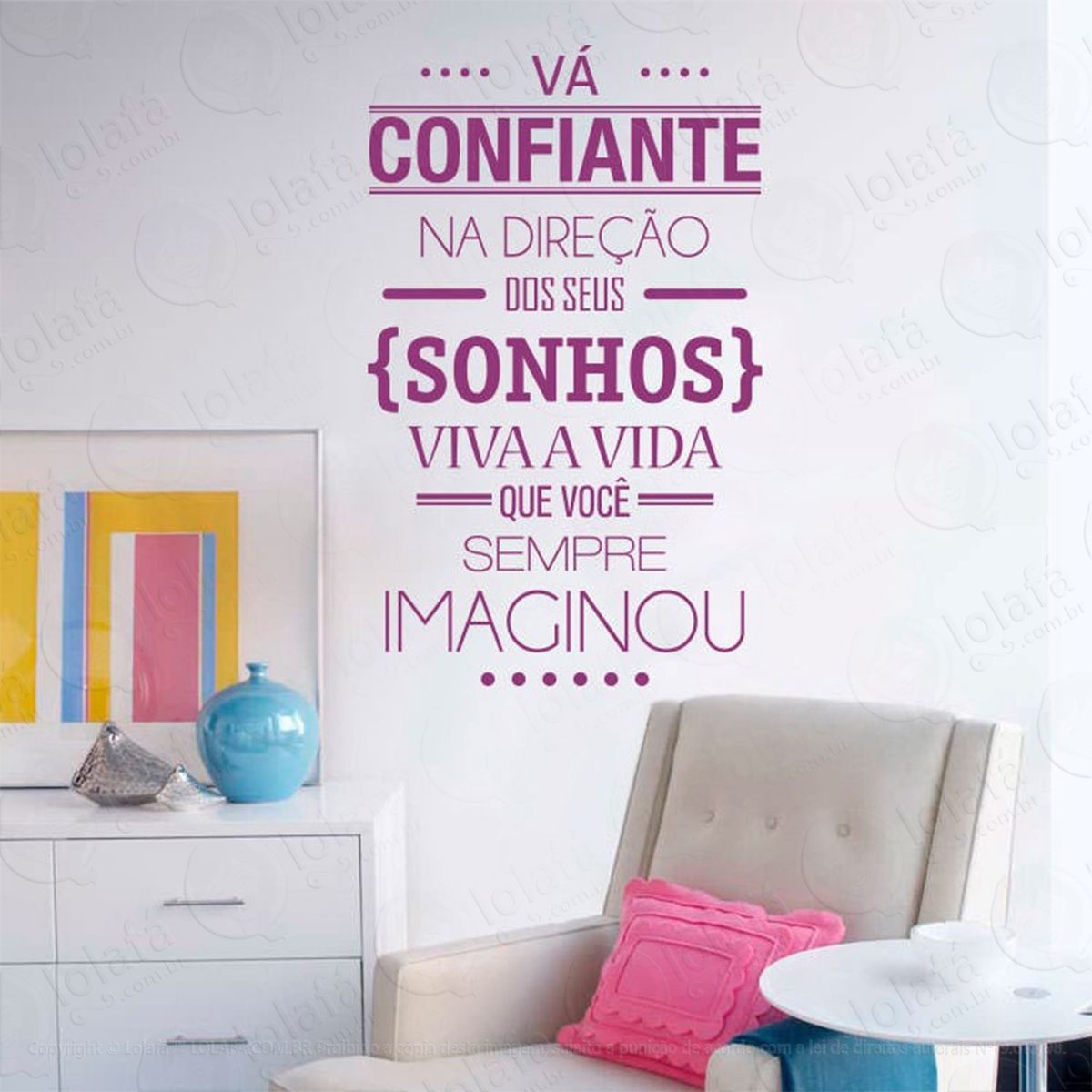 vá confiante adesivo de parede frase personalizada para sala, quarto, porta e vidro - mod:239