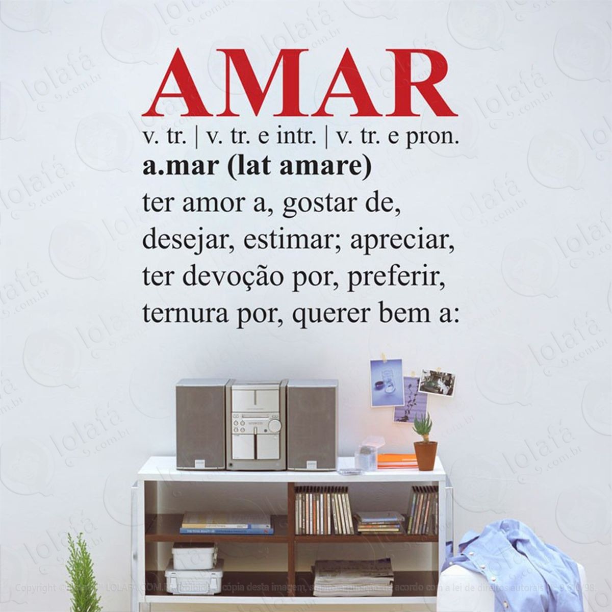 amar adesivo de parede frase personalizada para sala, quarto, porta e vidro - mod:242