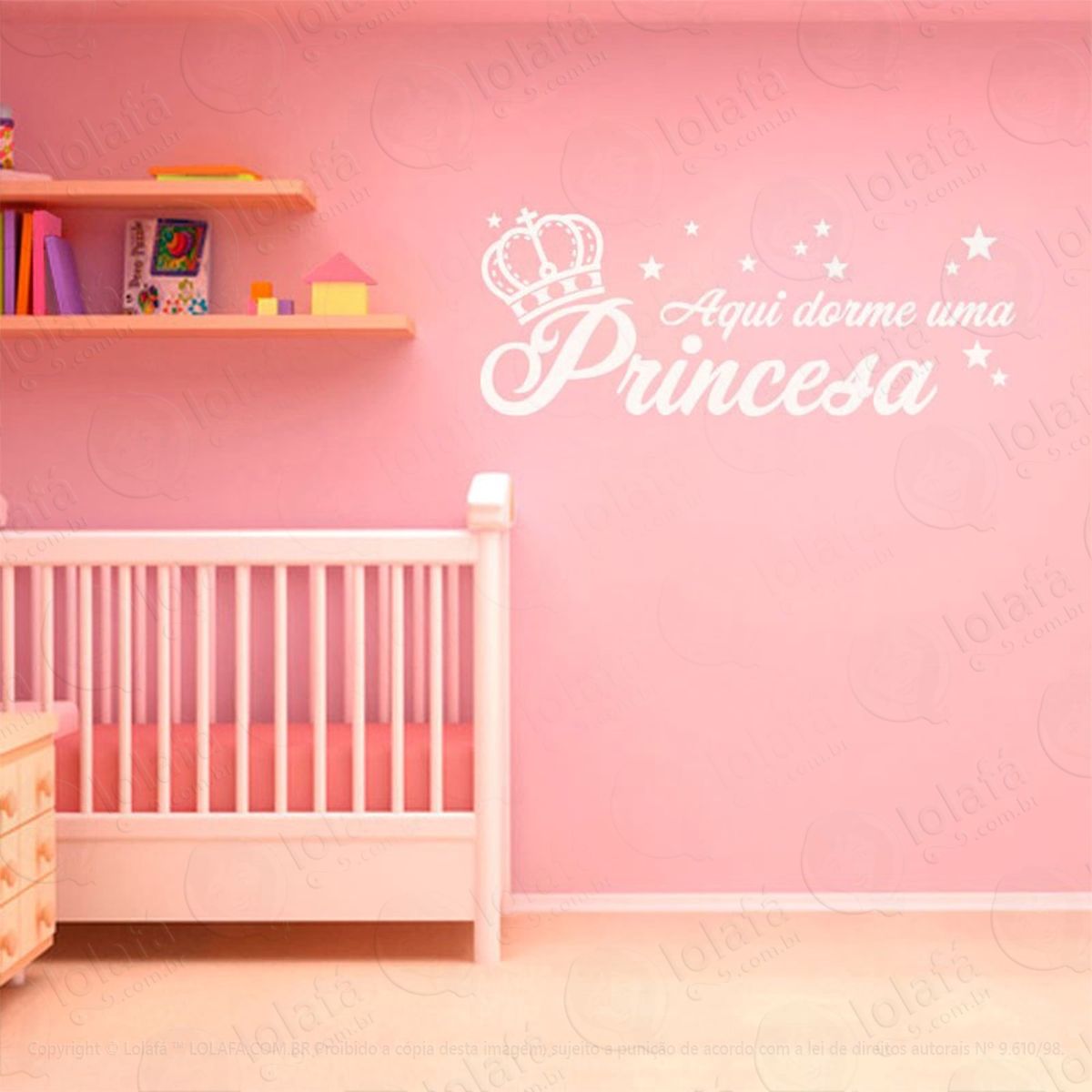 aqui dorme uma princesa adesivo de parede frase personalizada para sala, quarto, porta e vidro - mod:243
