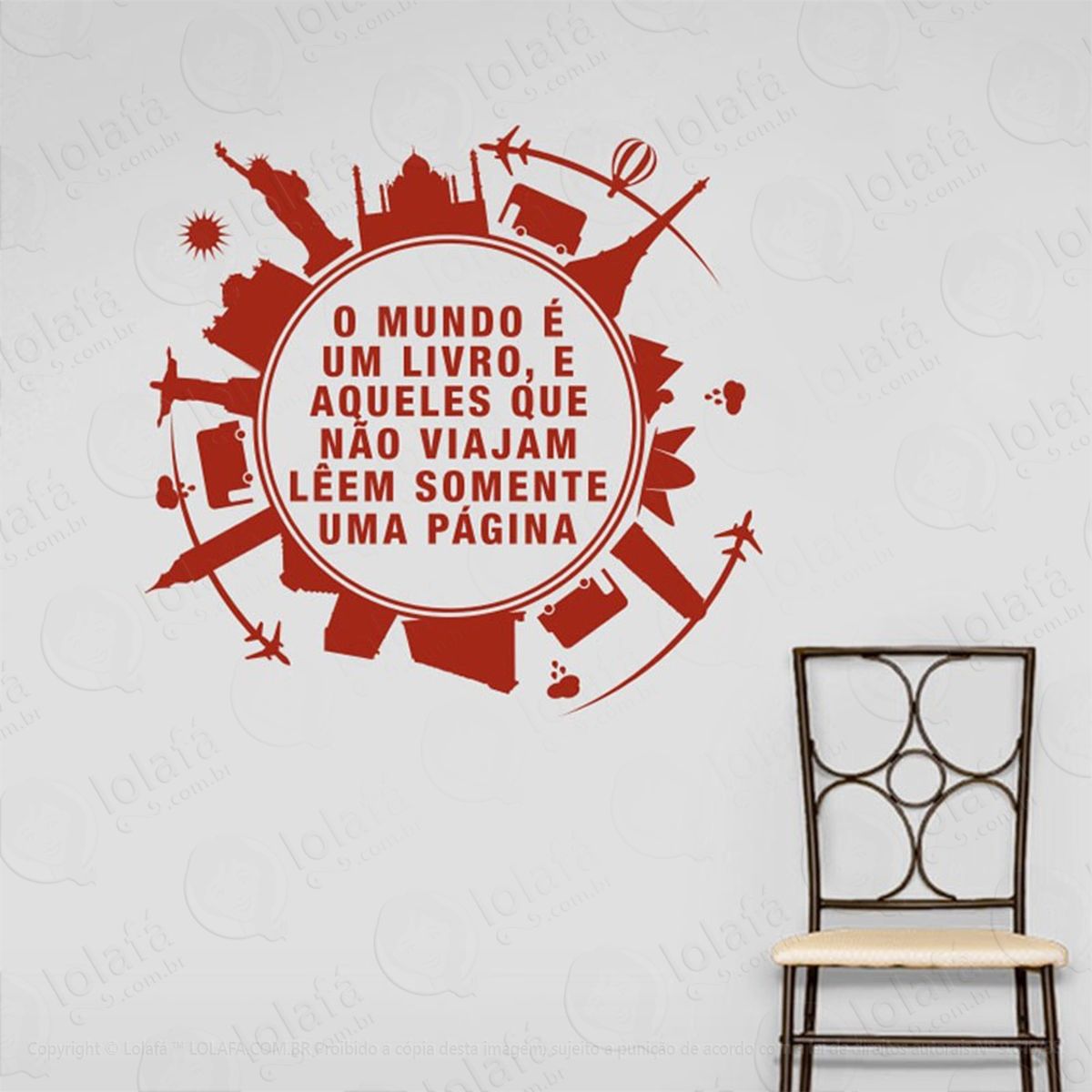 o mundo É um livro adesivo de parede frase personalizada para sala, quarto, porta e vidro - mod:244