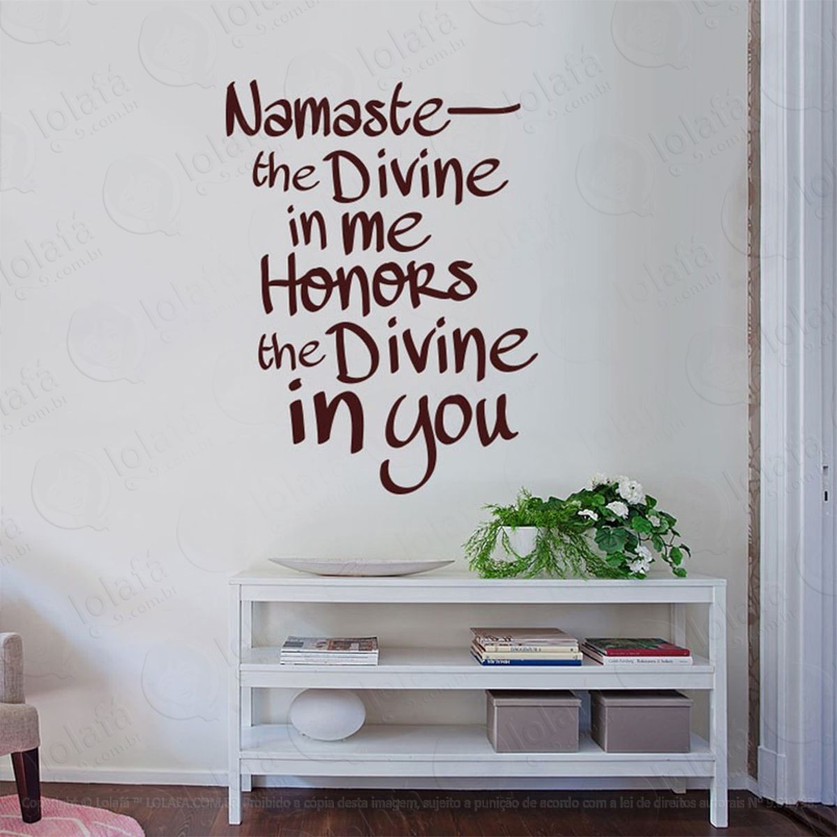 namaste adesivo de parede frase personalizada para sala, quarto, porta e vidro - mod:245