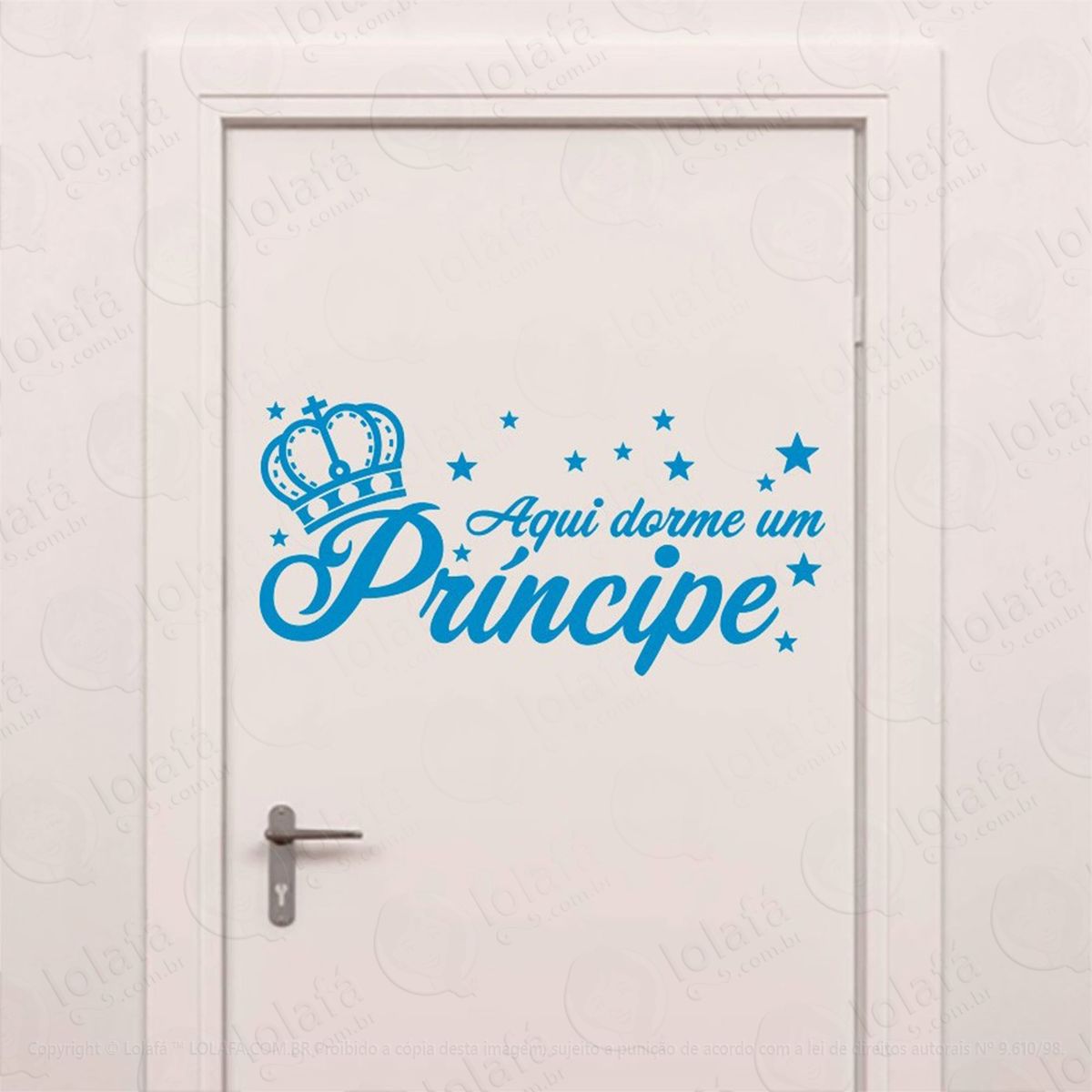 aqui dorme um príncipe adesivo de parede frase personalizada para sala, quarto, porta e vidro - mod:247