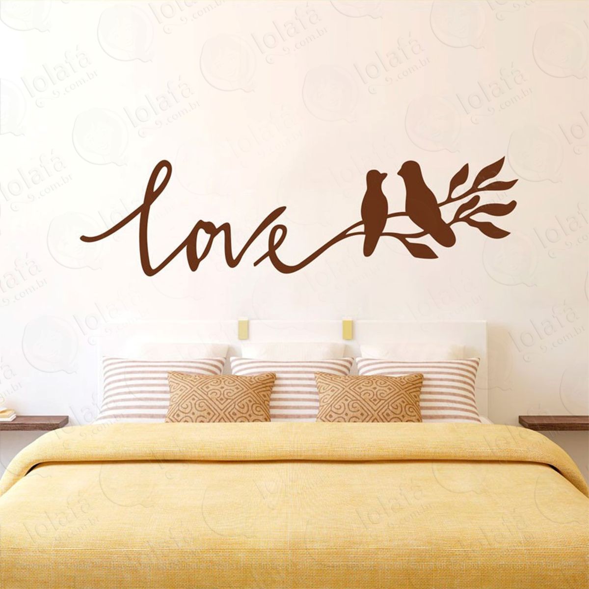 galho love adesivo de parede frase personalizada para sala, quarto, porta e vidro - mod:250