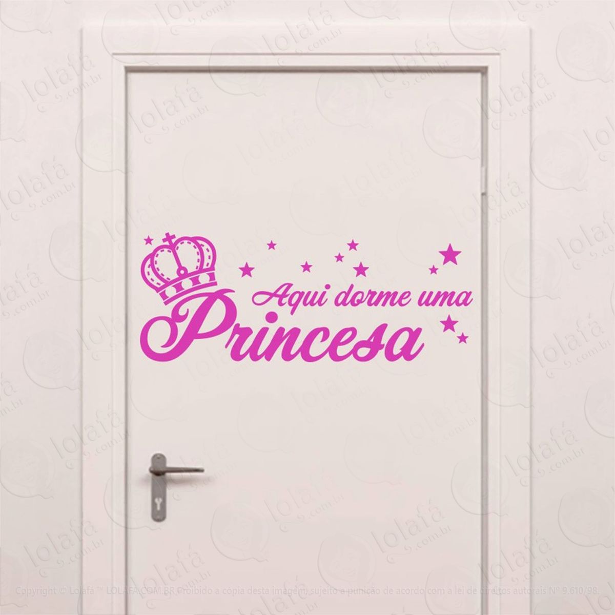 aqui dorme uma princesa adesivo de parede frase personalizada para sala, quarto, porta e vidro - mod:253