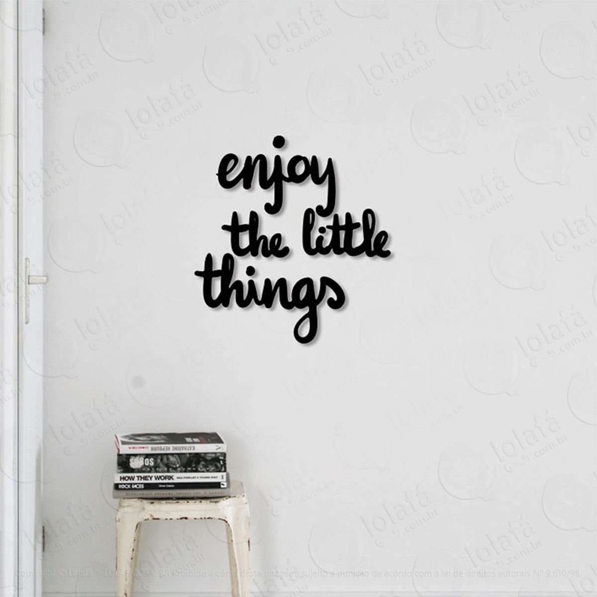 enjoy the little things adesivo de parede frase personalizada para sala, quarto, porta e vidro - mod:256