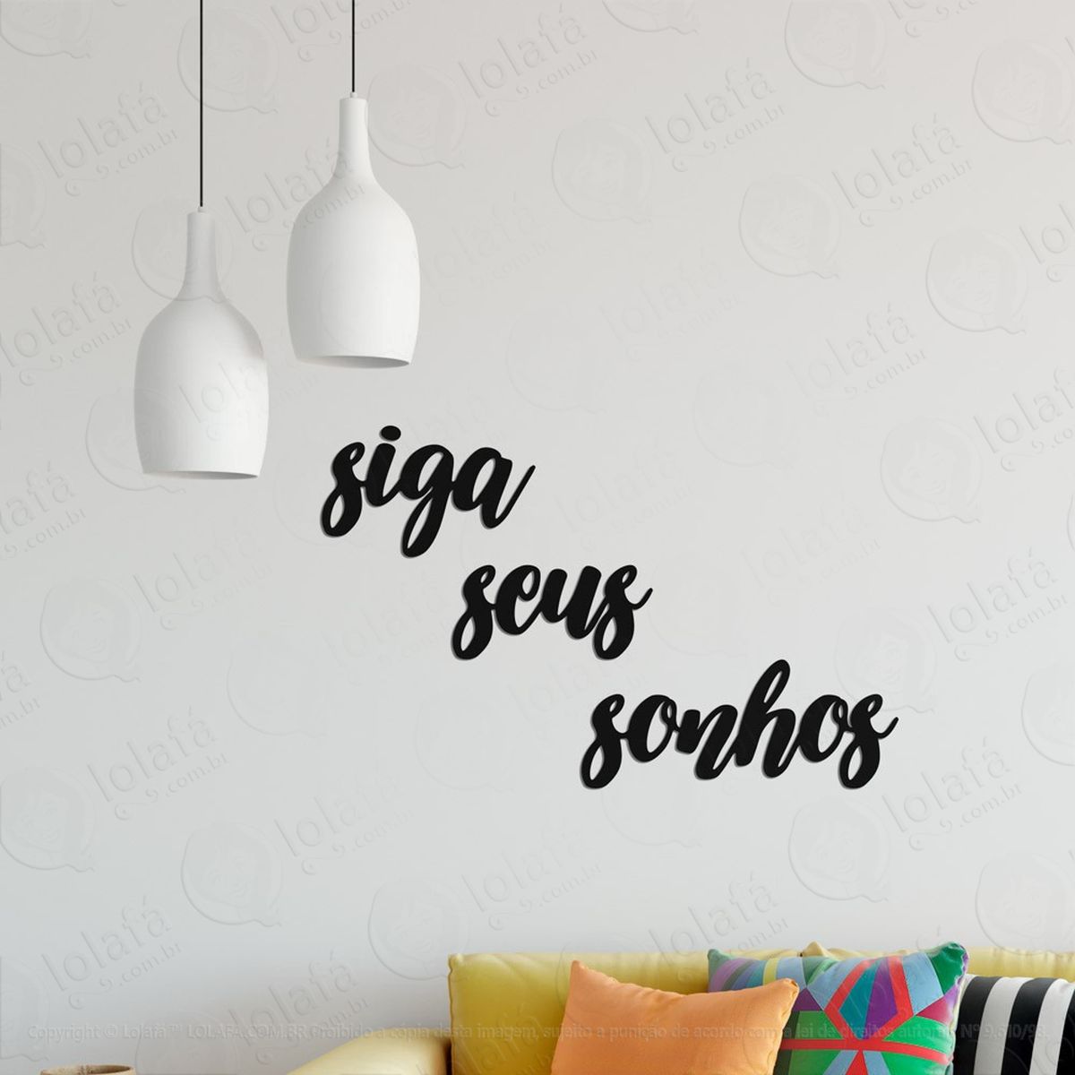 siga seus sonhos adesivo de parede frase personalizada para sala, quarto, porta e vidro - mod:259