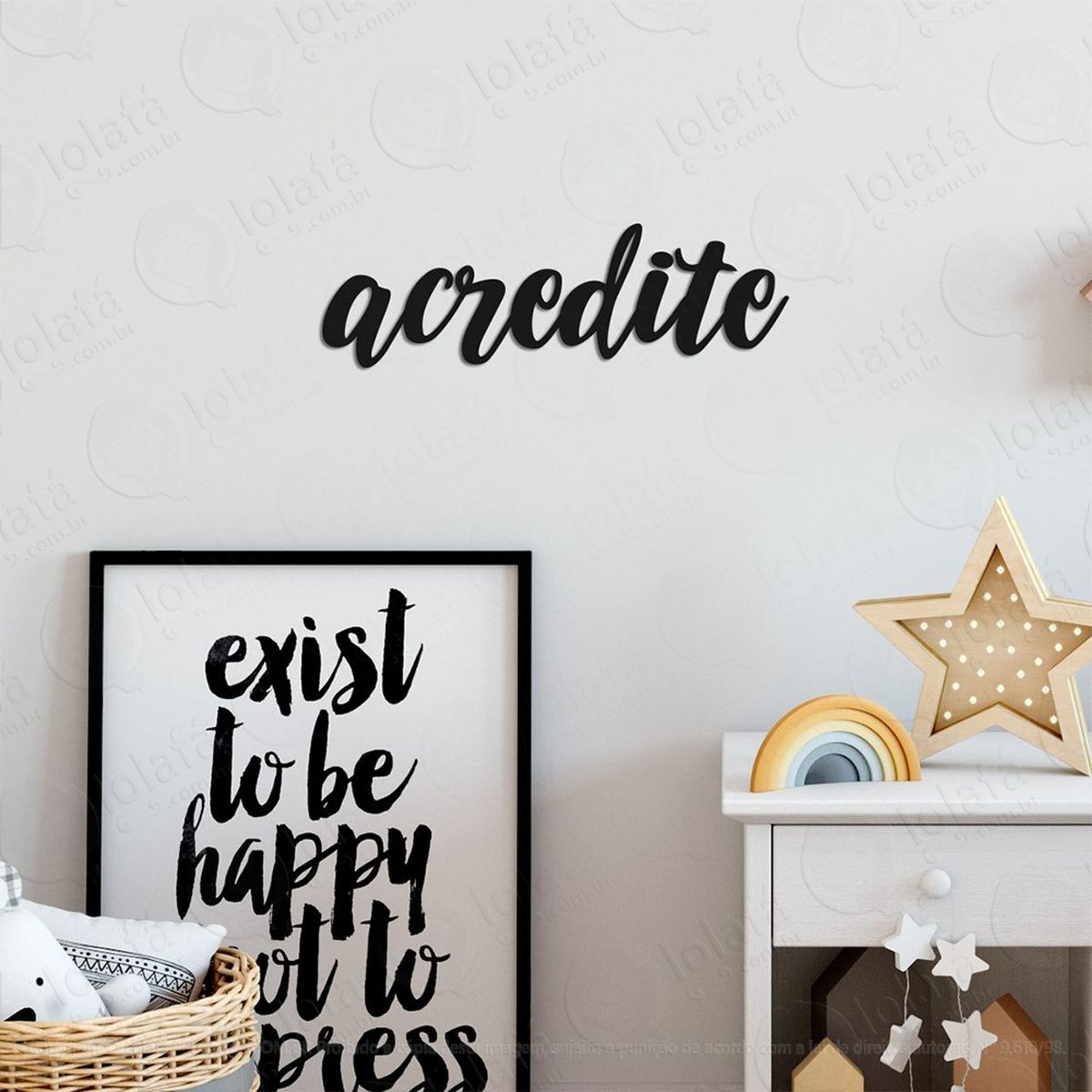 acredite adesivo de parede frase personalizada para sala, quarto, porta e vidro - mod:261