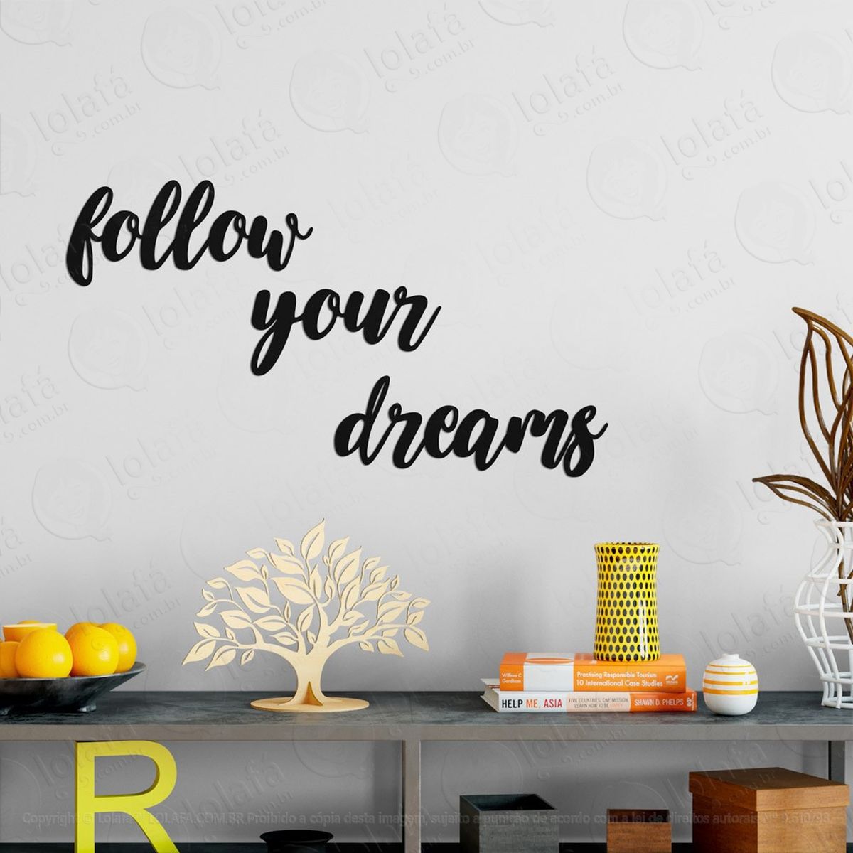 follow your dreams adesivo de parede frase personalizada para sala, quarto, porta e vidro - mod:272