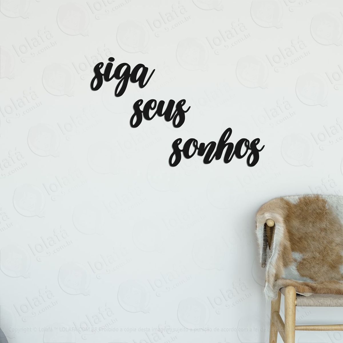 siga seus sonhos adesivo de parede frase personalizada para sala, quarto, porta e vidro - mod:275