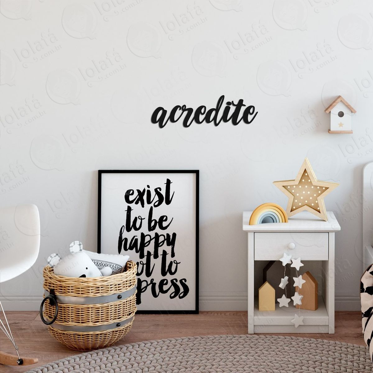 acredite adesivo de parede frase personalizada para sala, quarto, porta e vidro - mod:276