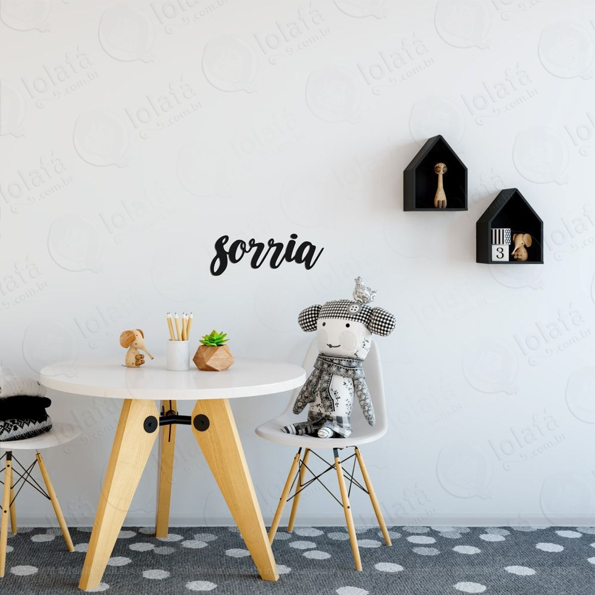 sorria adesivo de parede frase personalizada para sala, quarto, porta e vidro - mod:278