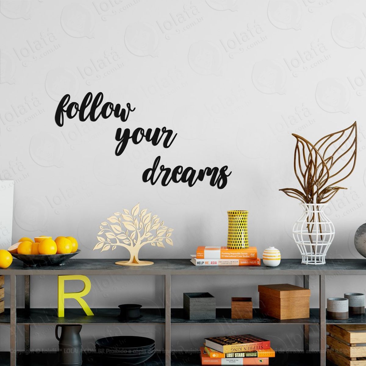 follow your dreams adesivo de parede frase personalizada para sala, quarto, porta e vidro - mod:281