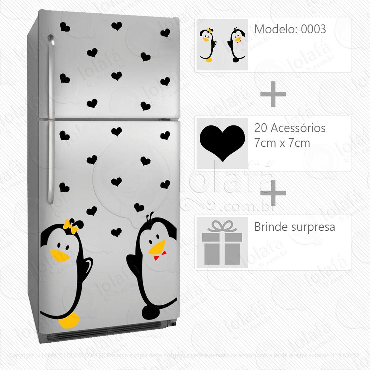 pinguins adesivo para geladeira e frigobar - mod:3