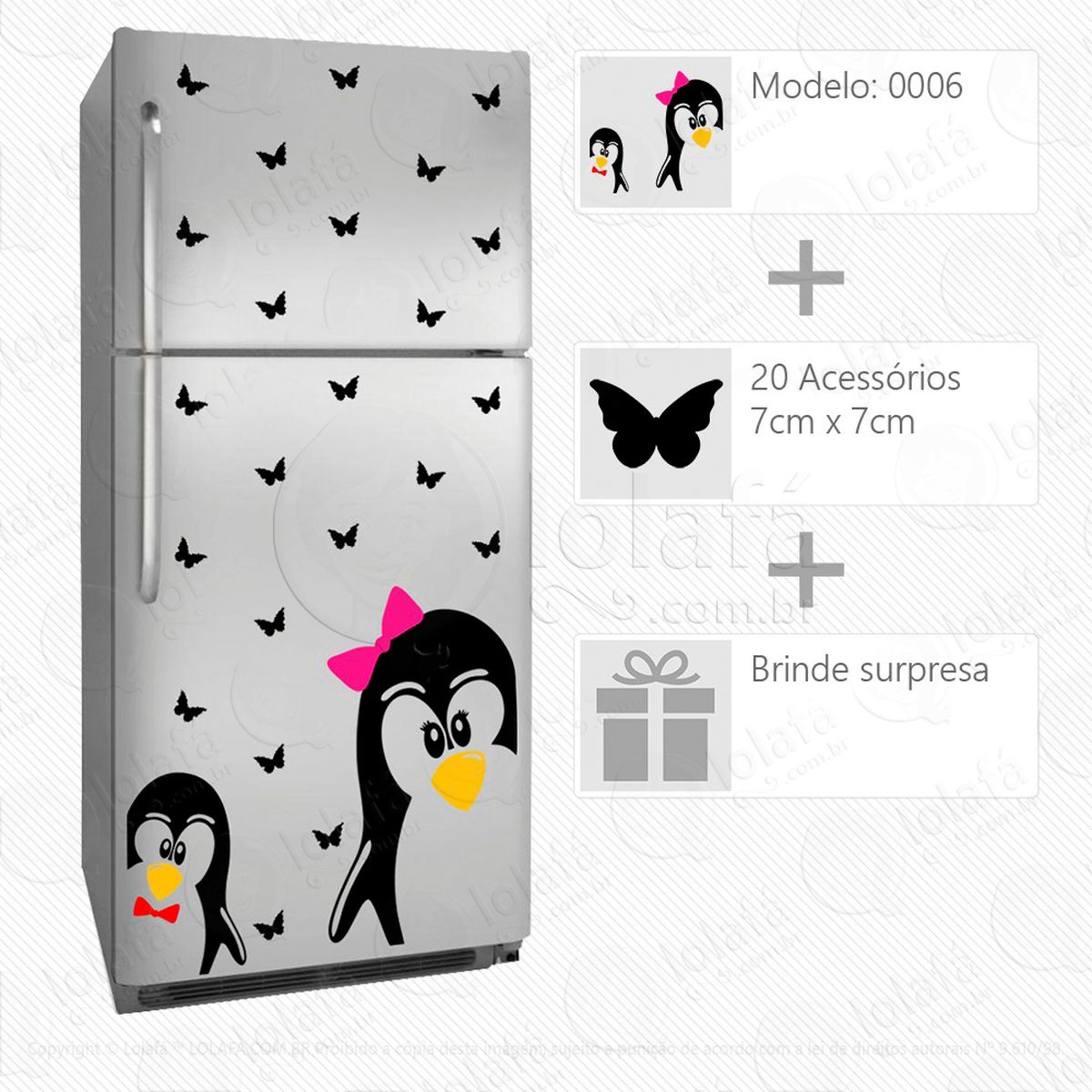 pinguins adesivo para geladeira e frigobar - mod:6