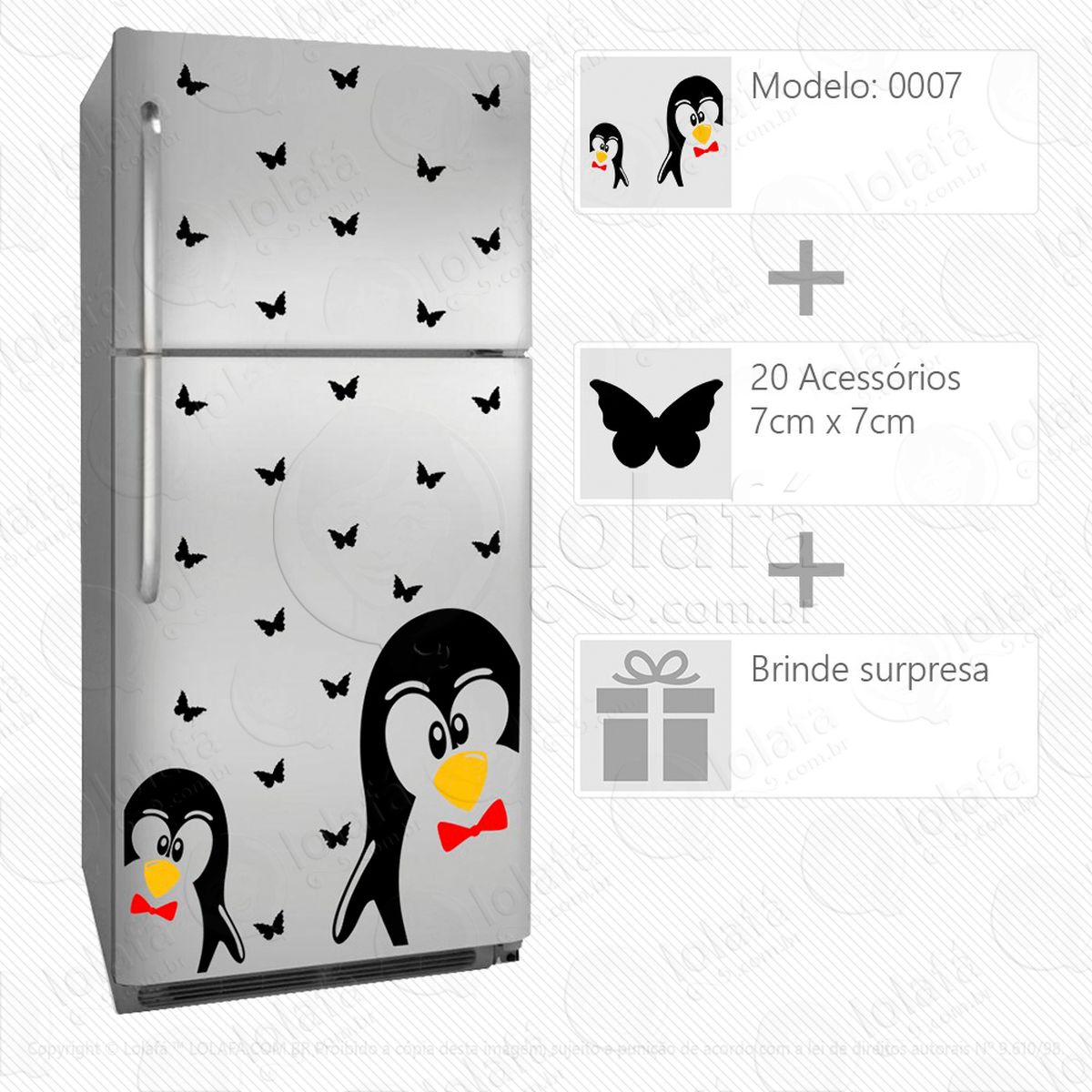 pinguins adesivo para geladeira e frigobar - mod:7