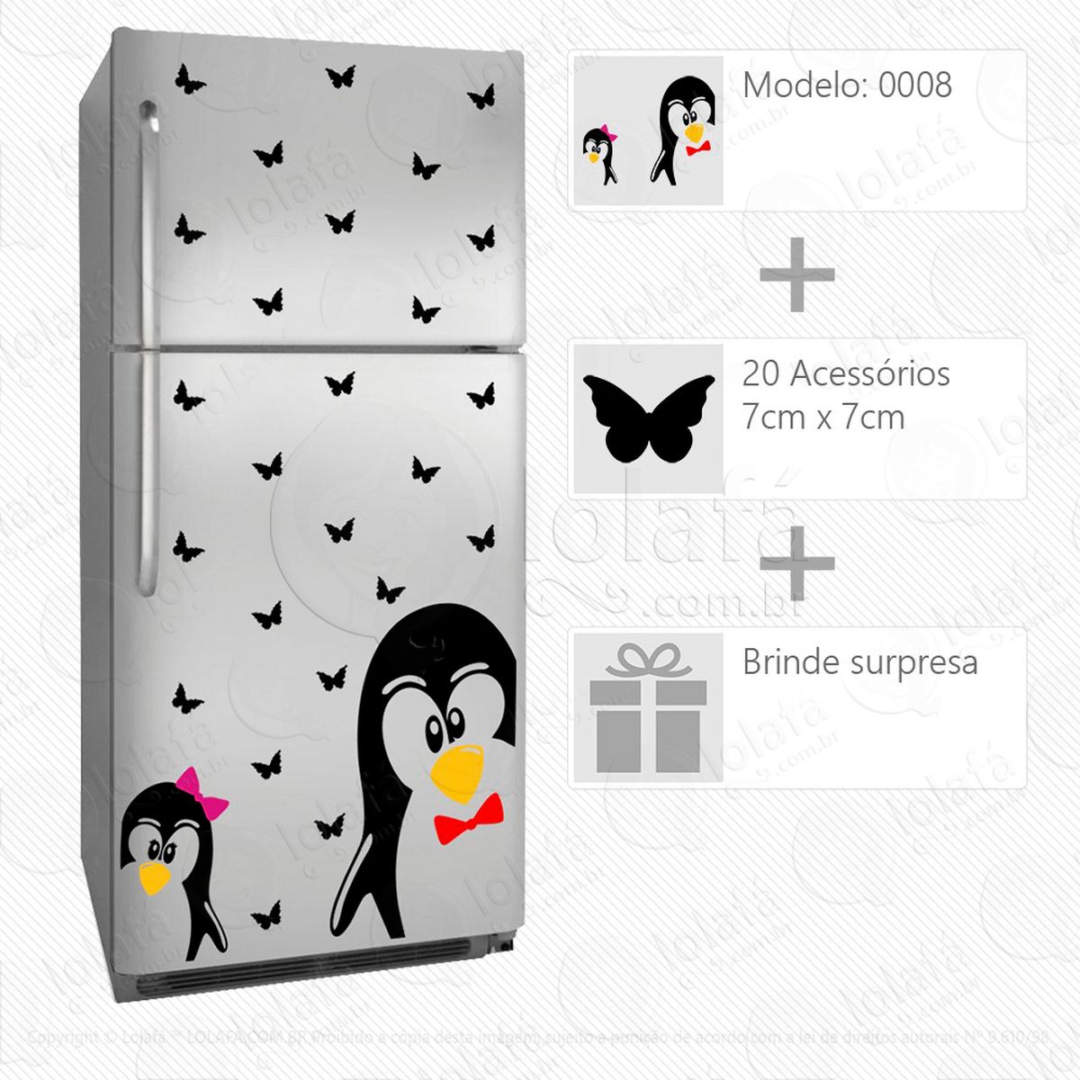 pinguins adesivo para geladeira e frigobar - mod:8