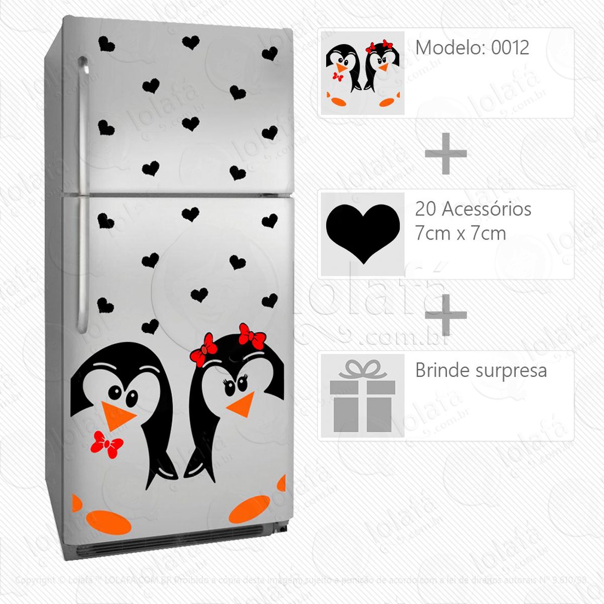 pinguins adesivo para geladeira e frigobar - mod:12
