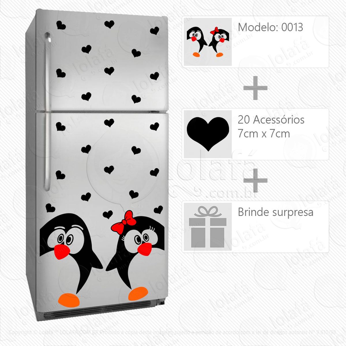 pinguins adesivo para geladeira e frigobar - mod:13