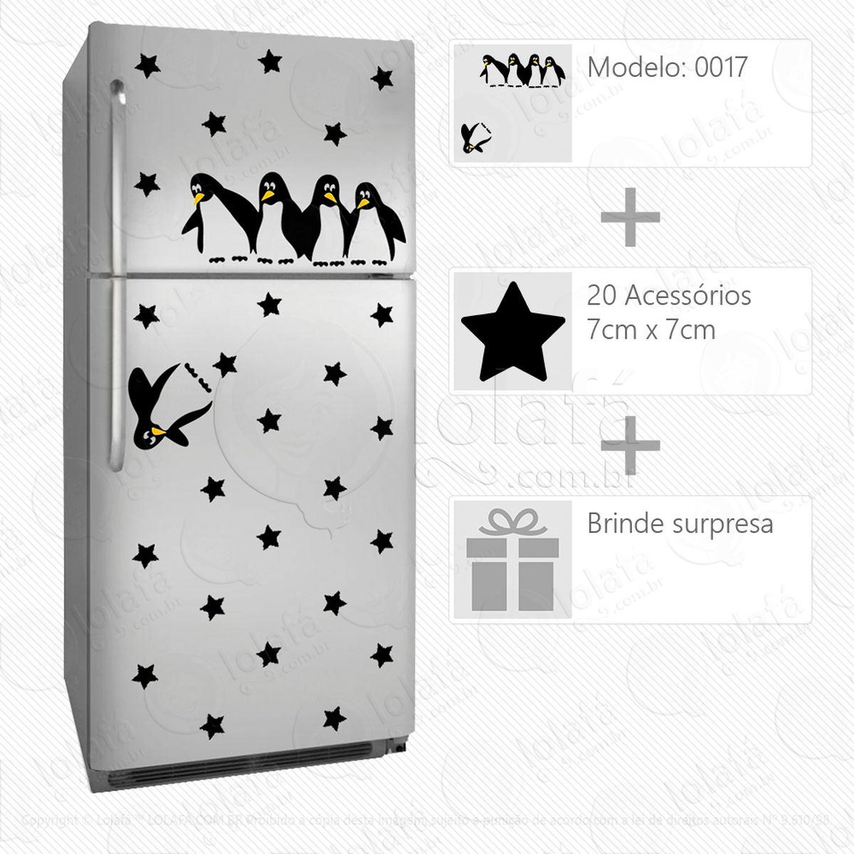 pinguins adesivo para geladeira e frigobar - mod:17