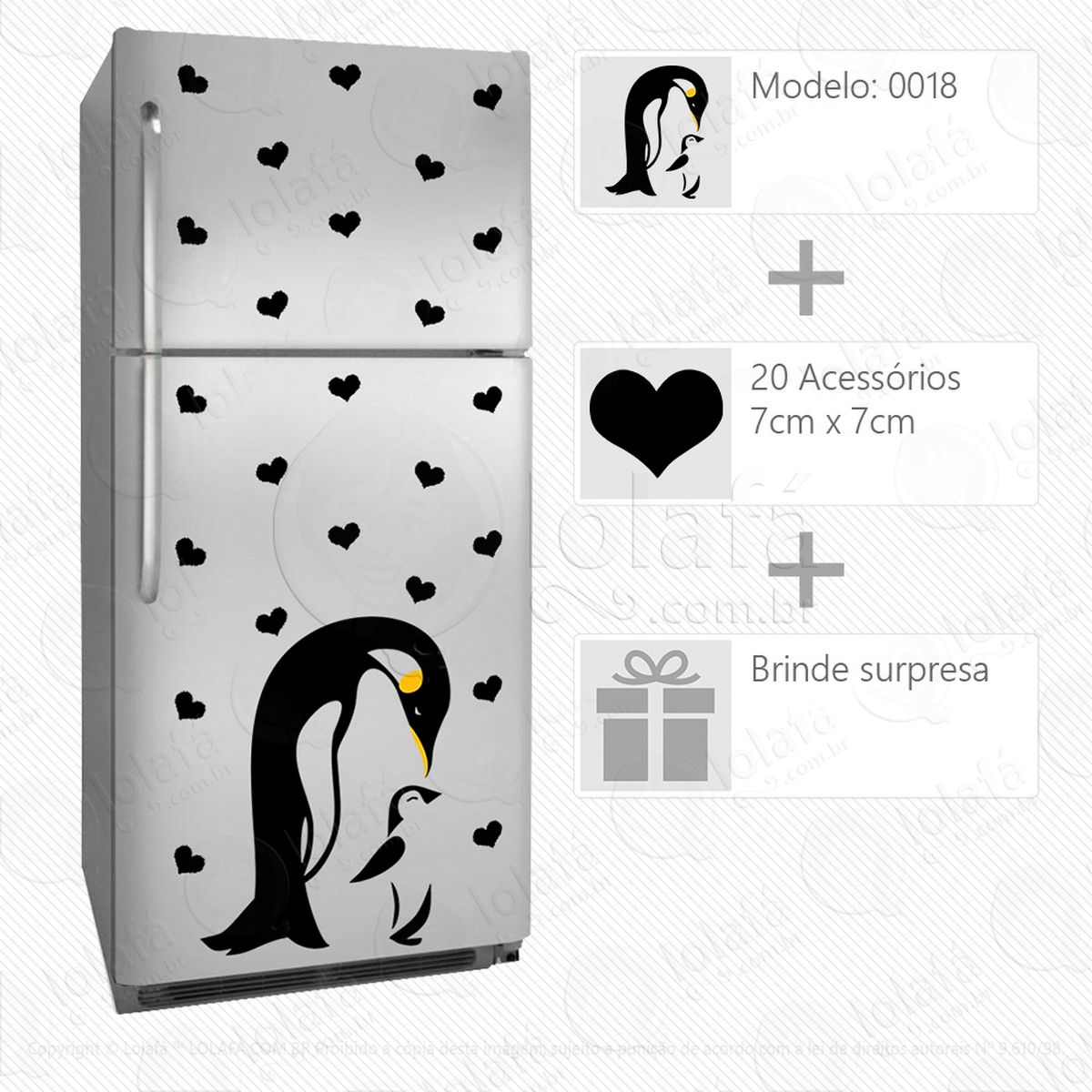 pinguins adesivo para geladeira e frigobar - mod:18