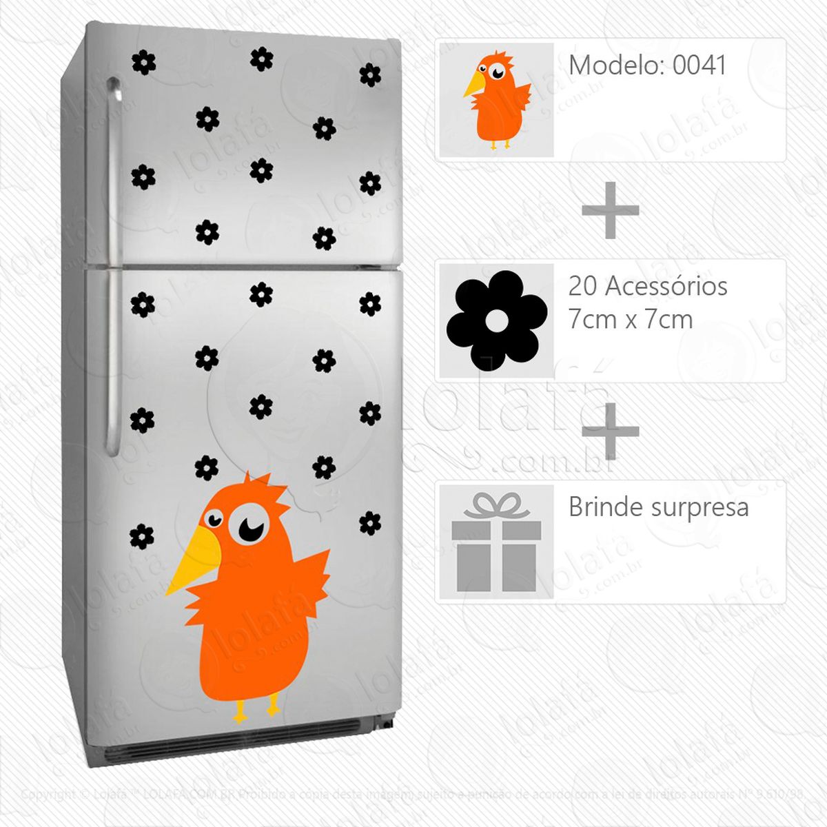galinha adesivo para geladeira e frigobar - mod:41