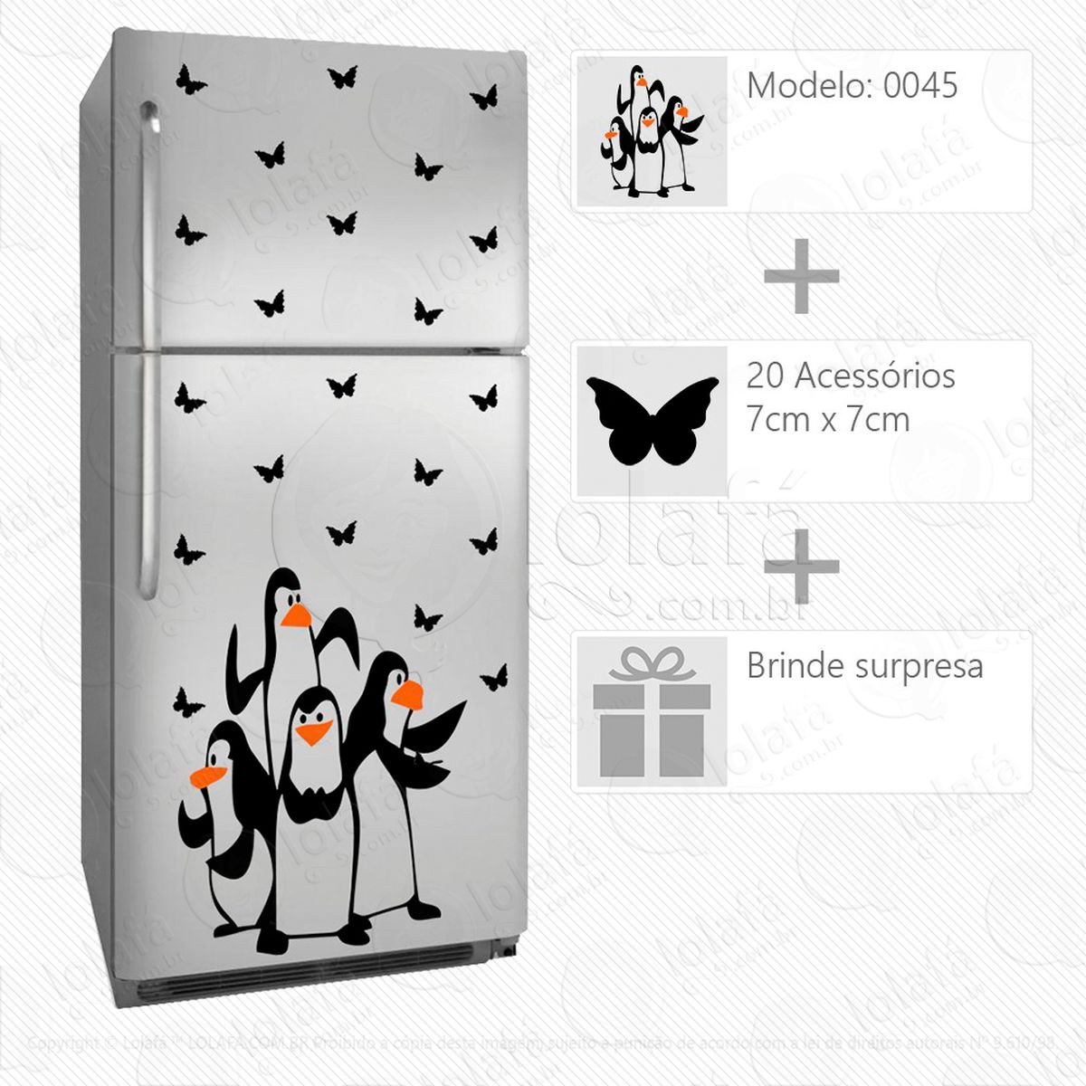 pinguins adesivo para geladeira e frigobar - mod:45