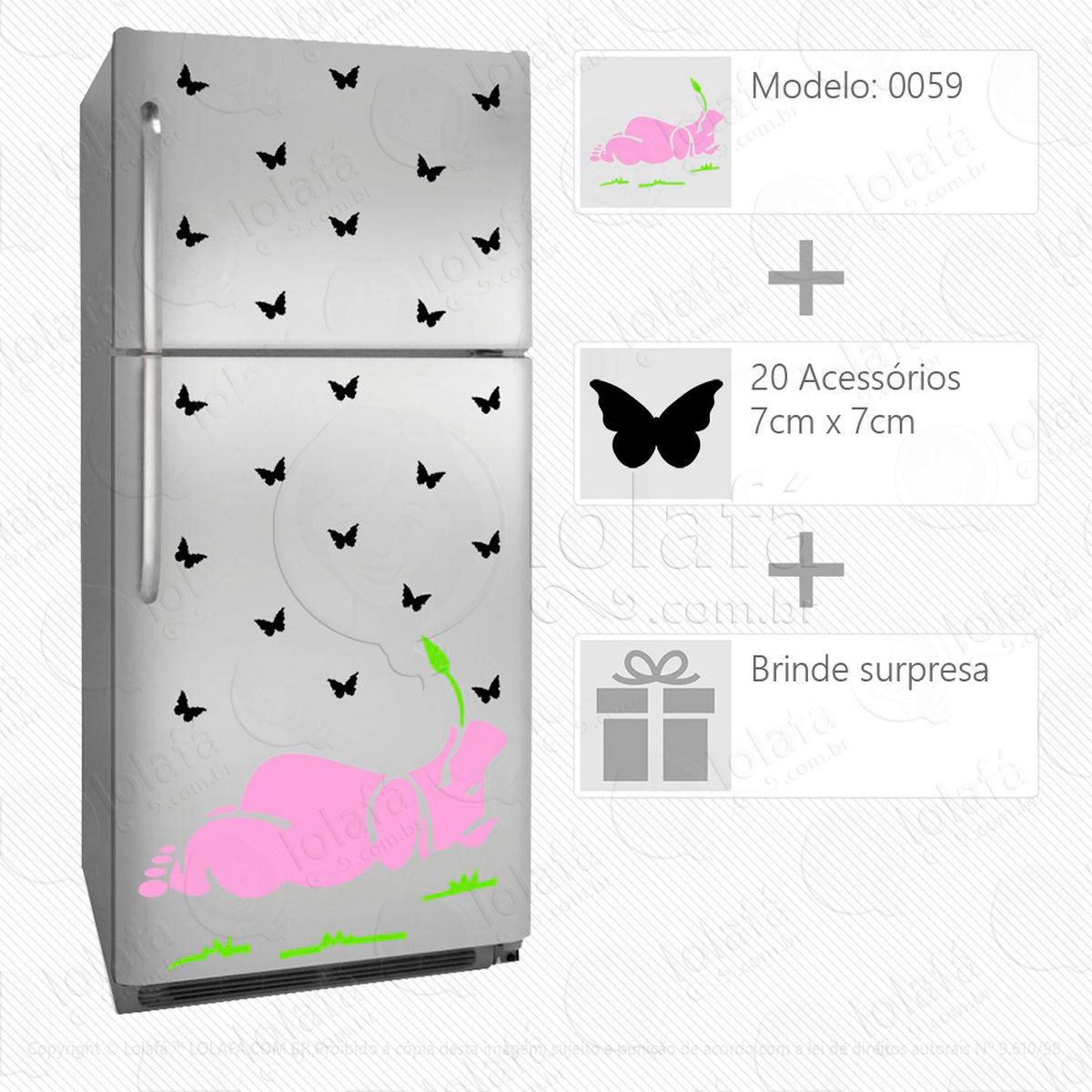 hipopótamo adesivo para geladeira e frigobar - mod:59