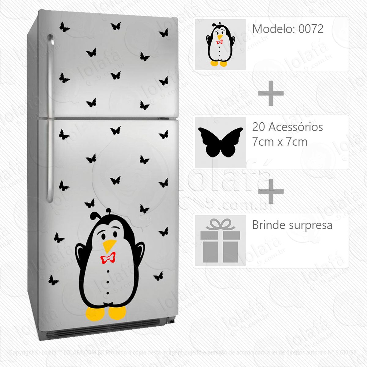 pinguim adesivo para geladeira e frigobar - mod:72