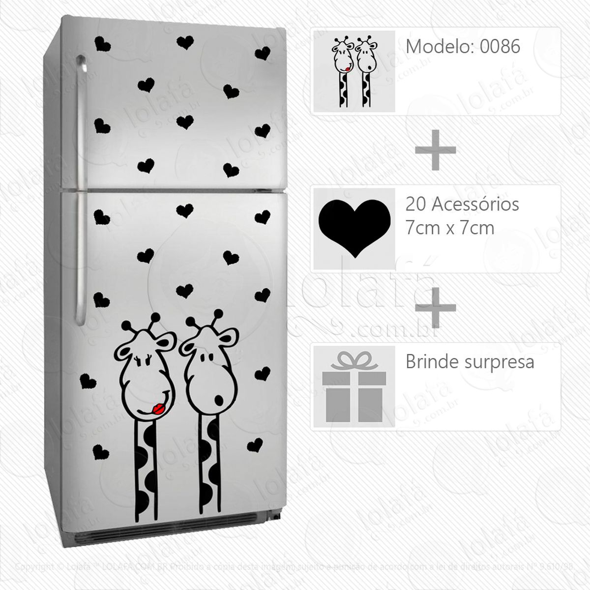 girafas adesivo para geladeira e frigobar - mod:86