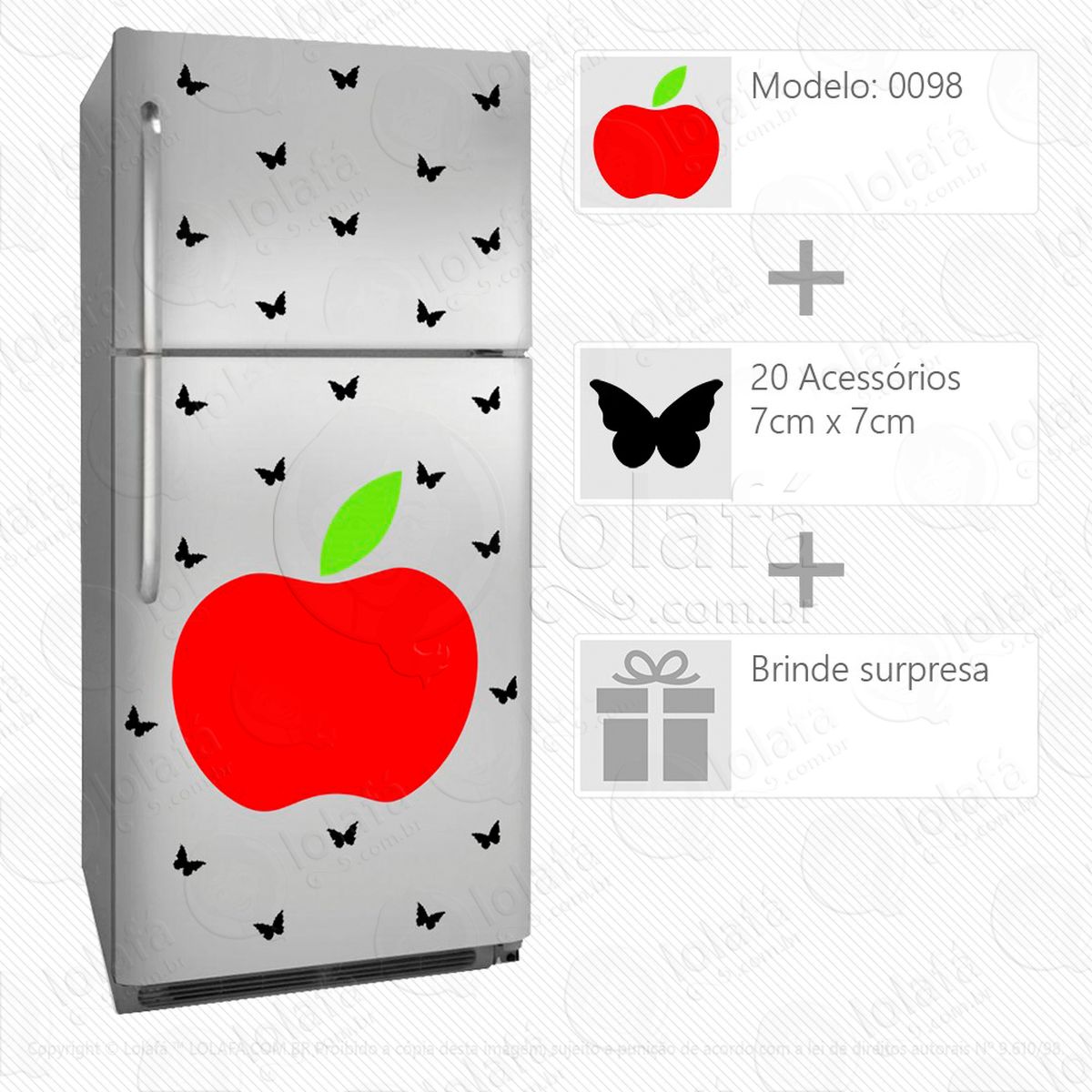 maçã adesivo para geladeira e frigobar - mod:98