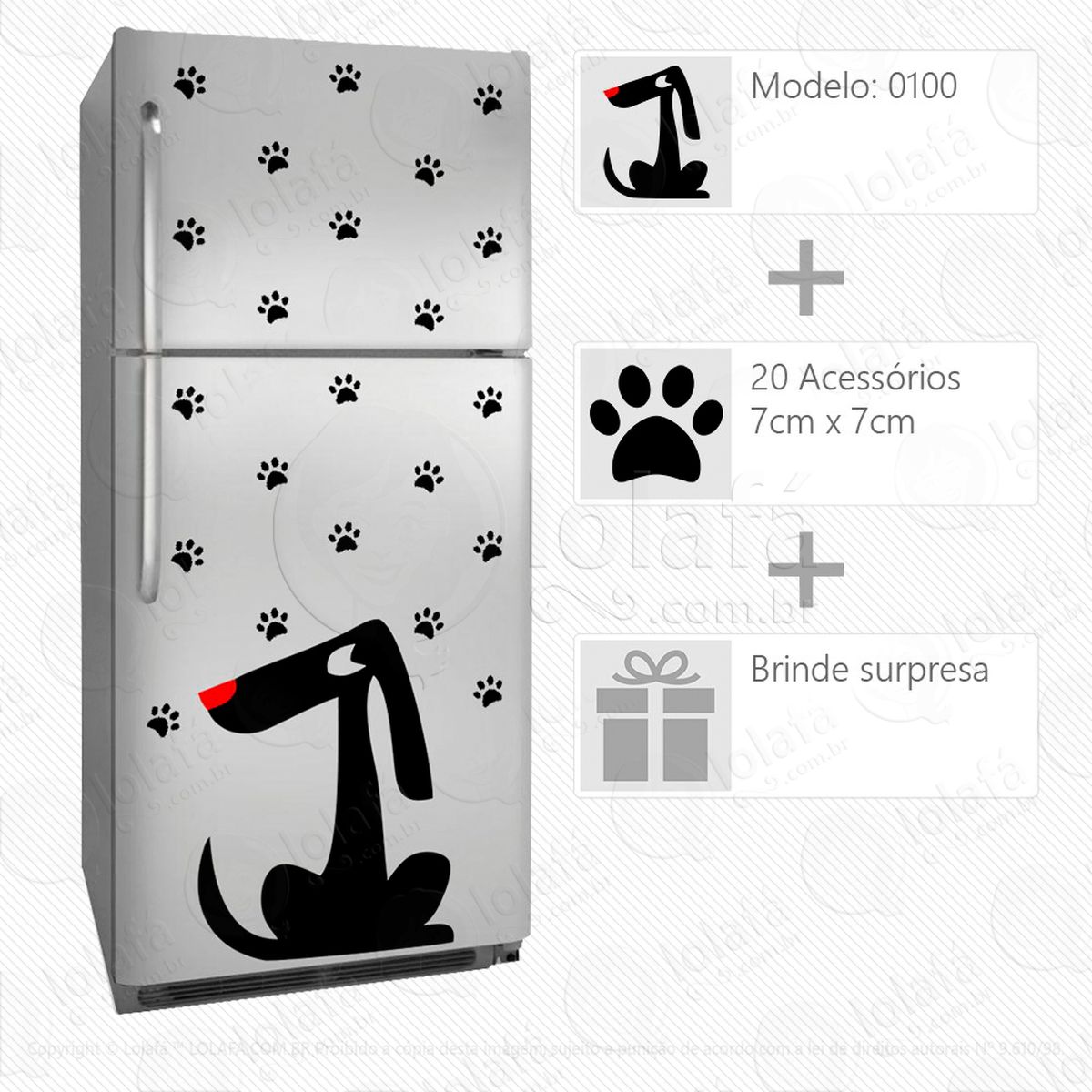 cachorro adesivo para geladeira e frigobar - mod:100