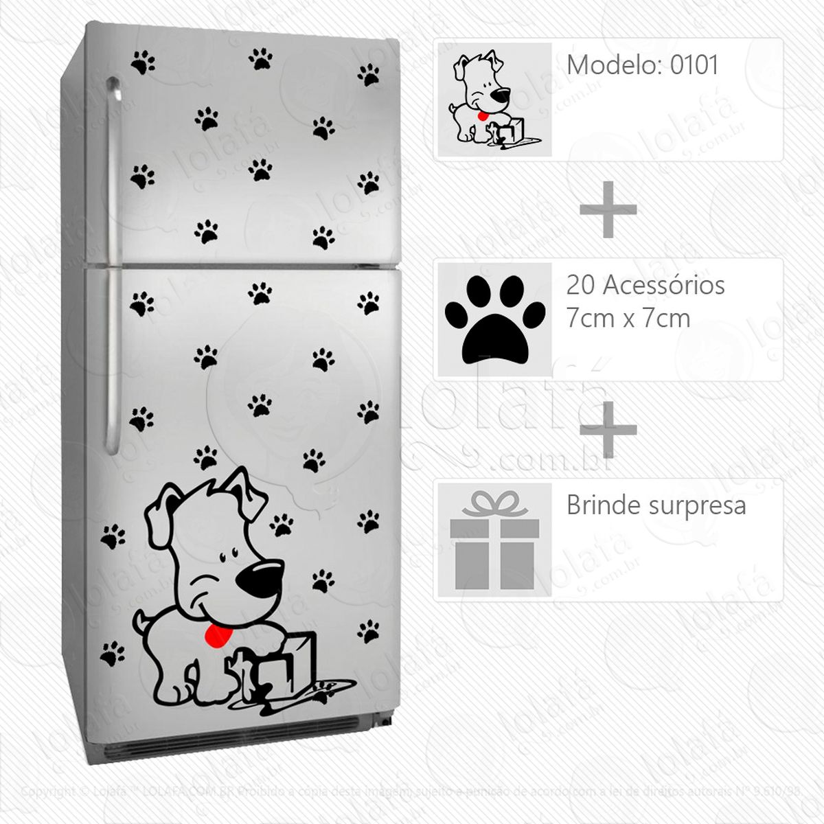 cachorro adesivo para geladeira e frigobar - mod:101