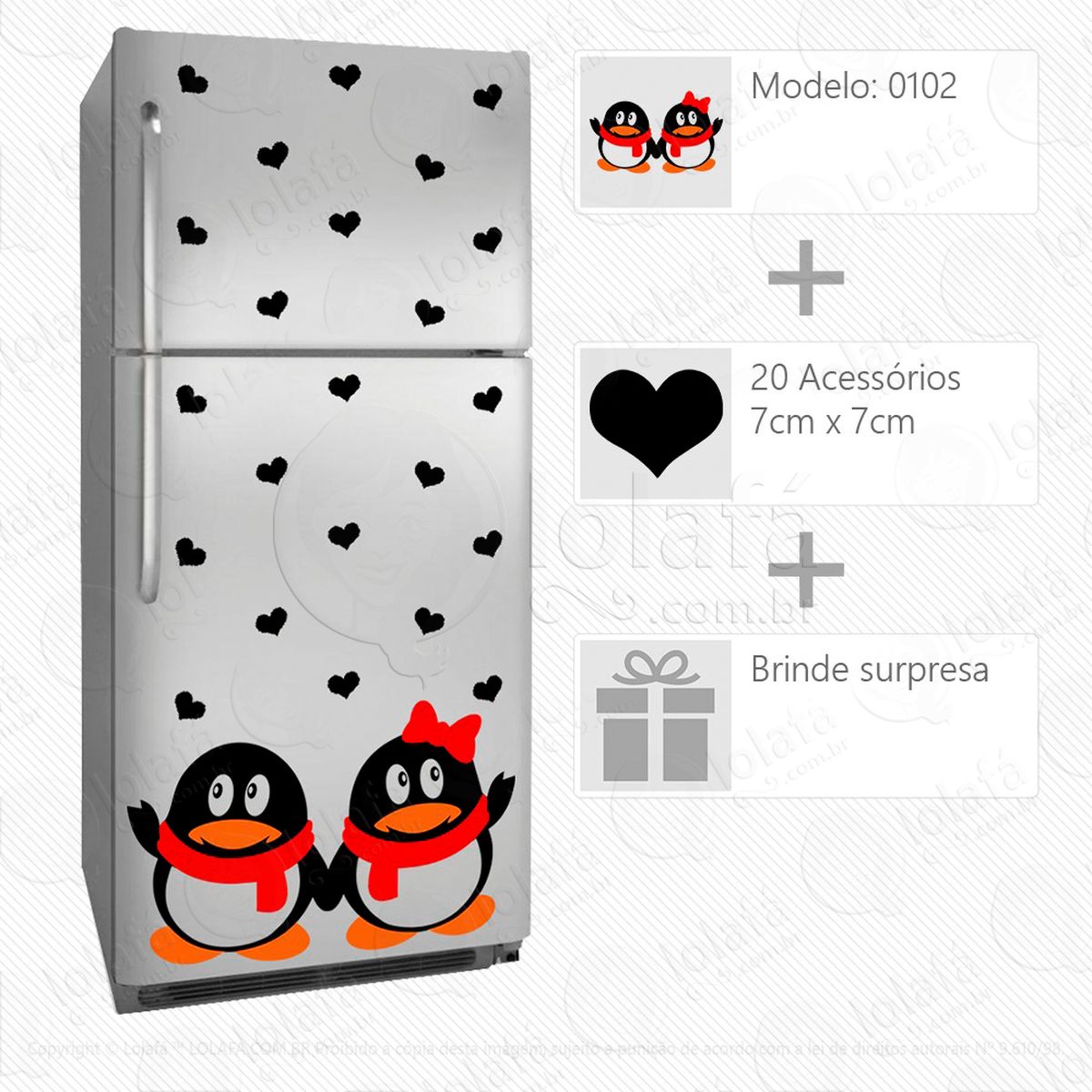 pinguins adesivo para geladeira e frigobar - mod:102