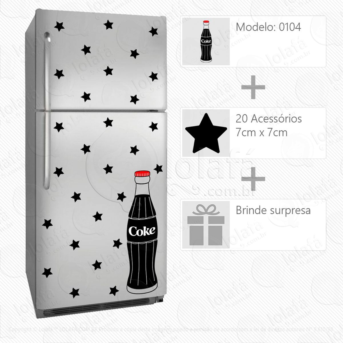 coca-cola adesivo para geladeira e frigobar - mod:104