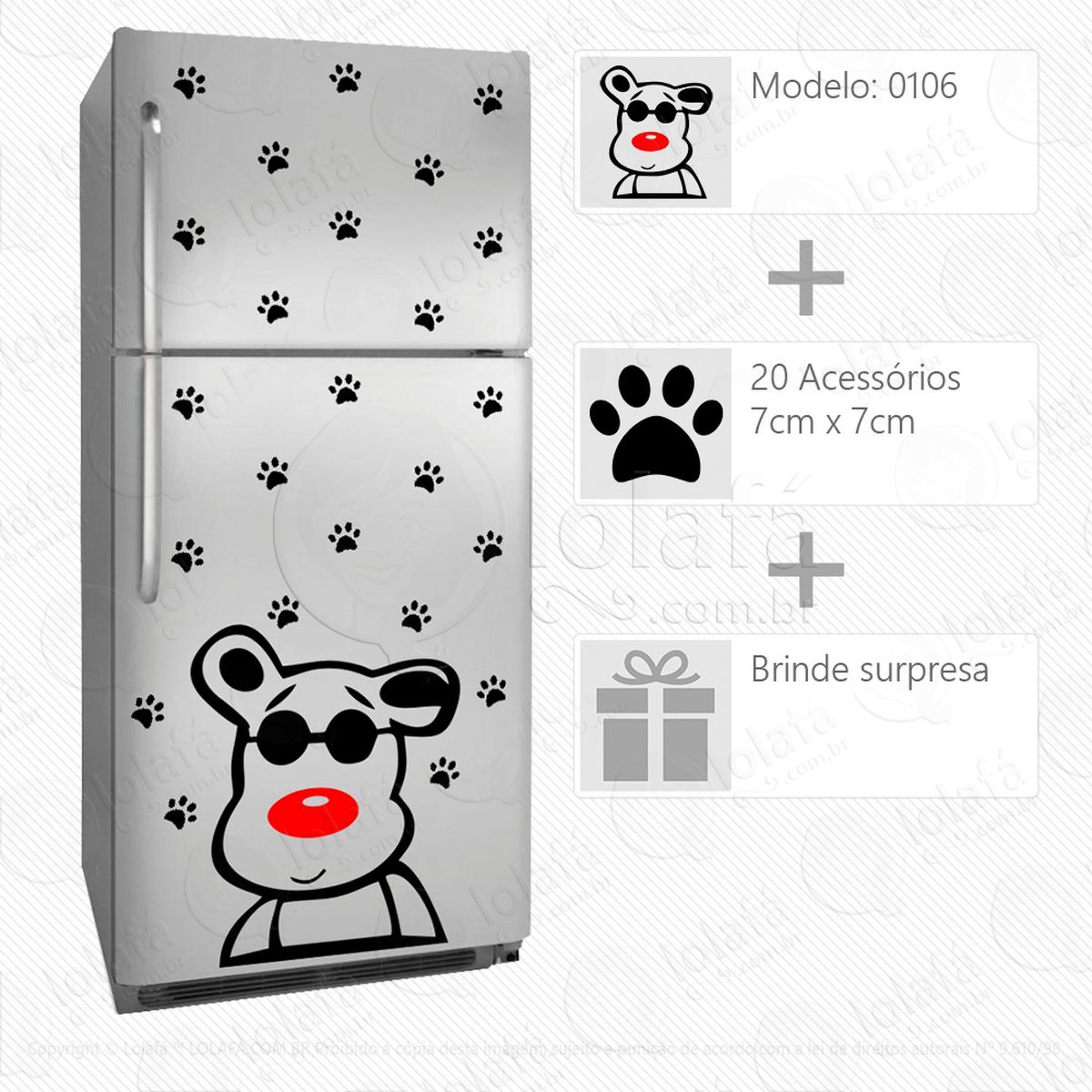 cachorro adesivo para geladeira e frigobar - mod:106