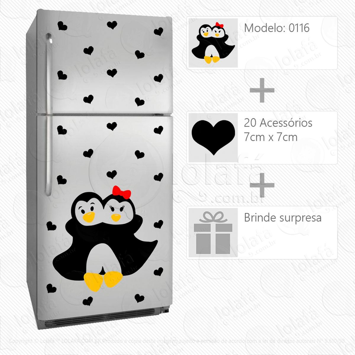 pinguins adesivo para geladeira e frigobar - mod:116