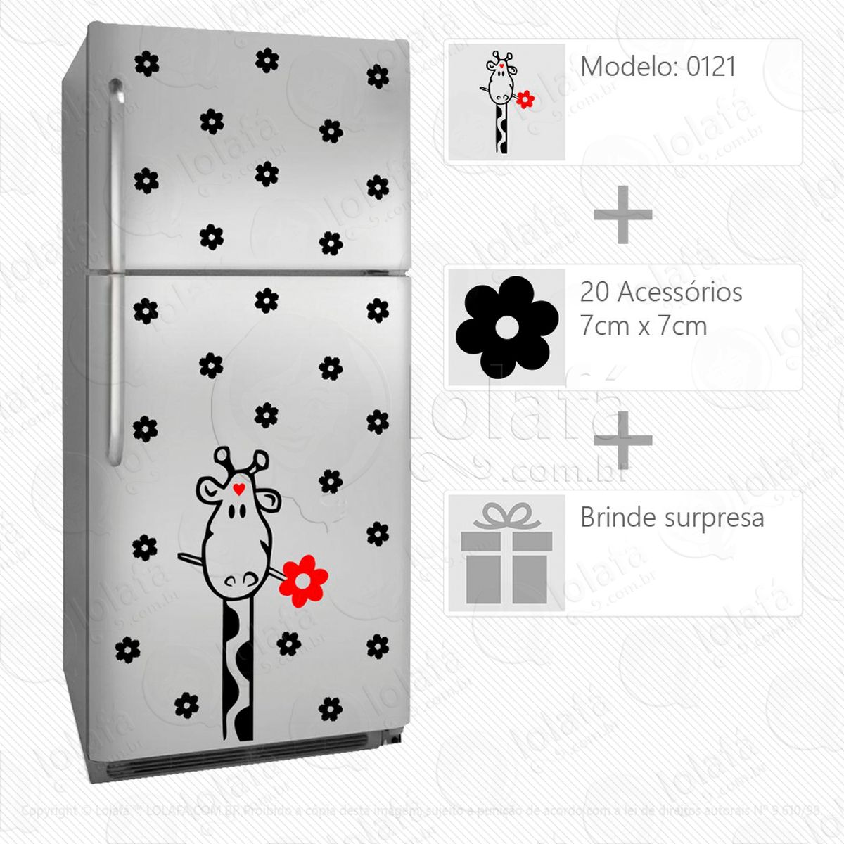 girafa adesivo para geladeira e frigobar - mod:121