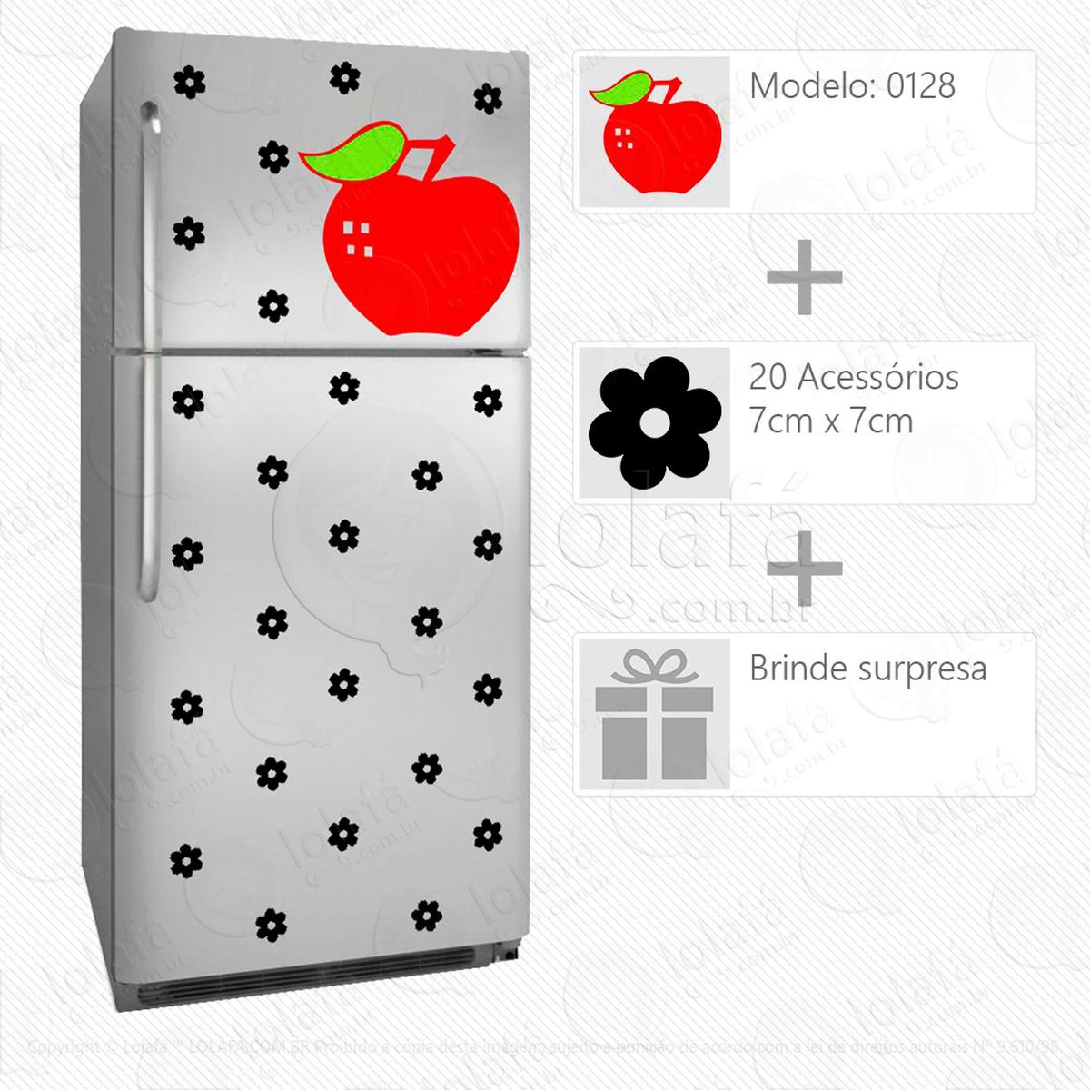 maçã adesivo para geladeira e frigobar - mod:128