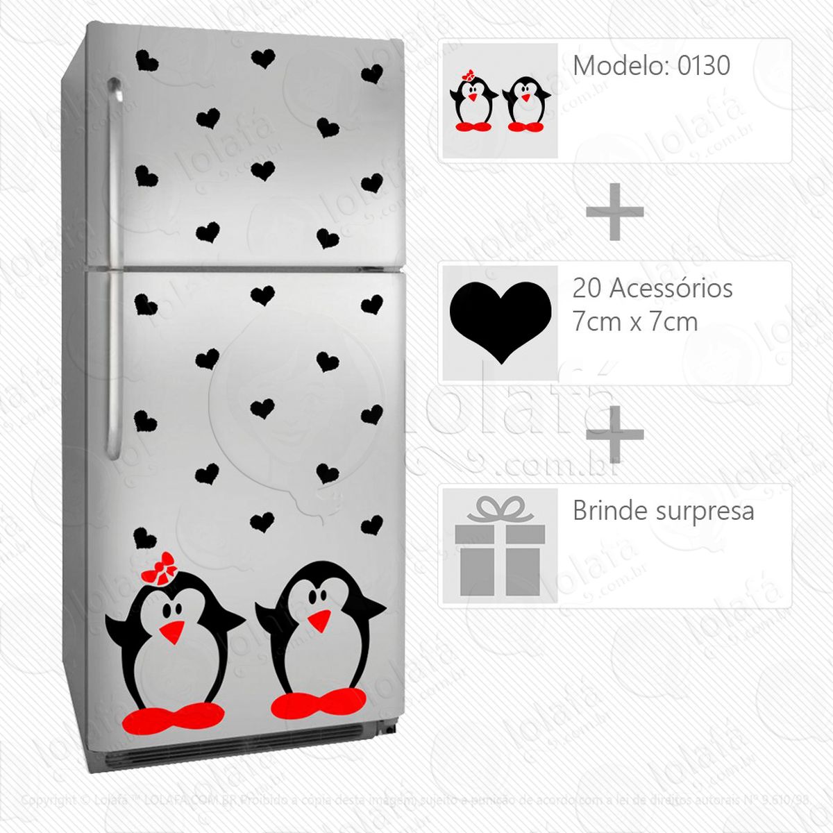 pinguins adesivo para geladeira e frigobar - mod:130