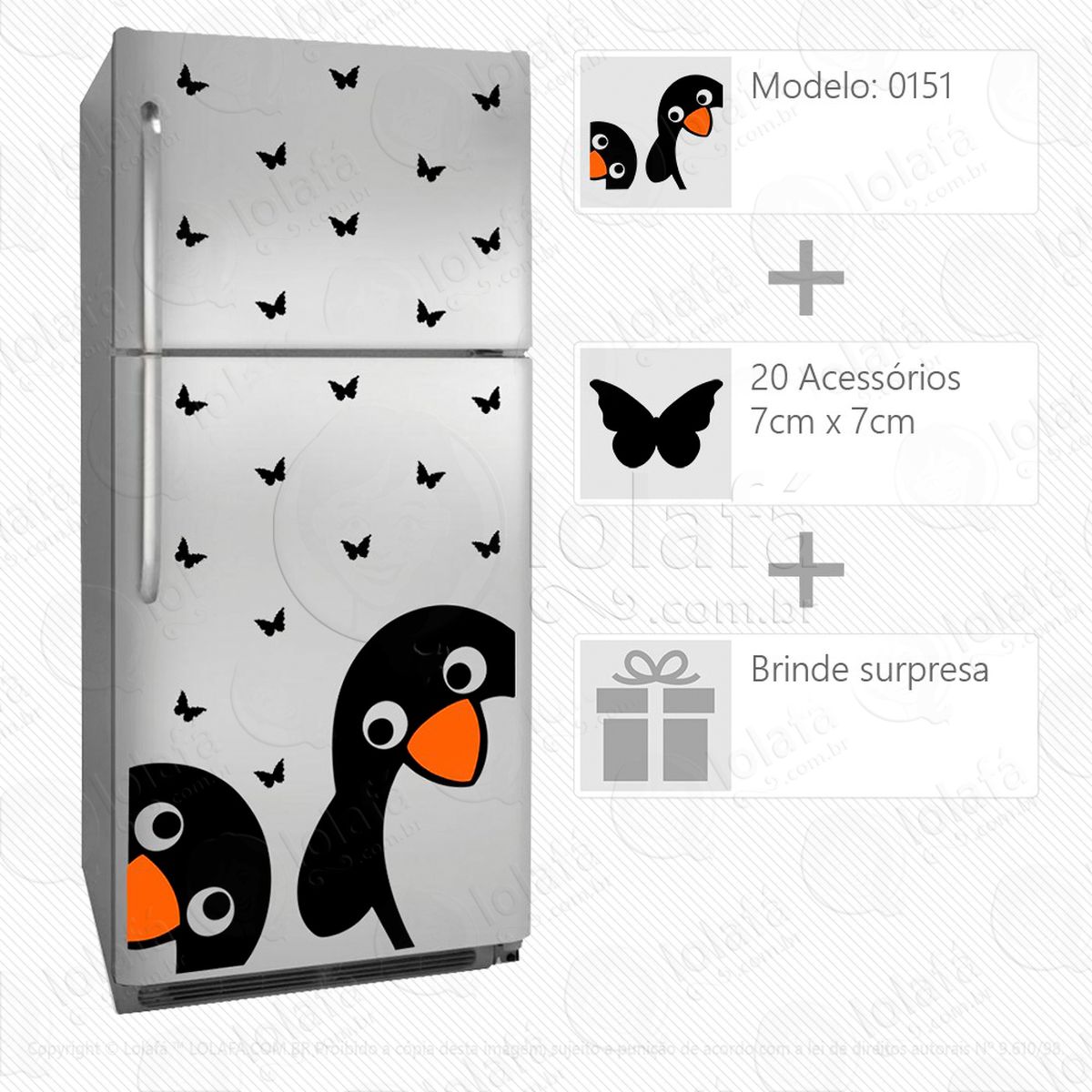 pinguins adesivo para geladeira e frigobar - mod:151
