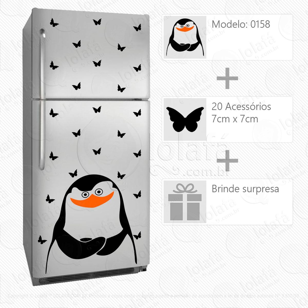 pinguim adesivo para geladeira e frigobar - mod:158