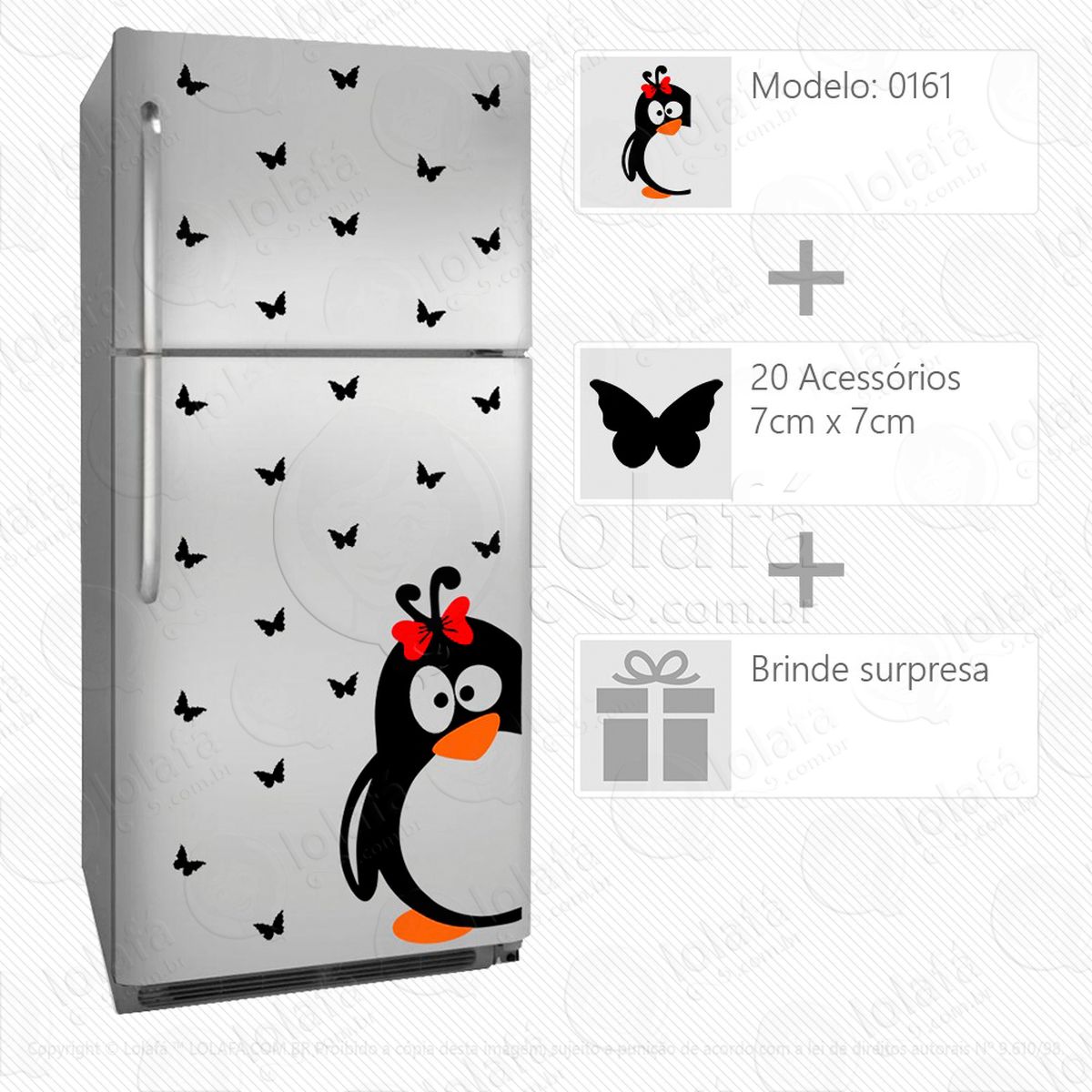 pinguim adesivo para geladeira e frigobar - mod:161