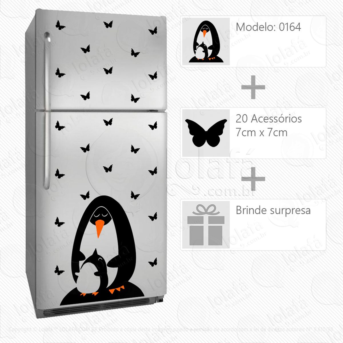pinguins adesivo para geladeira e frigobar - mod:164